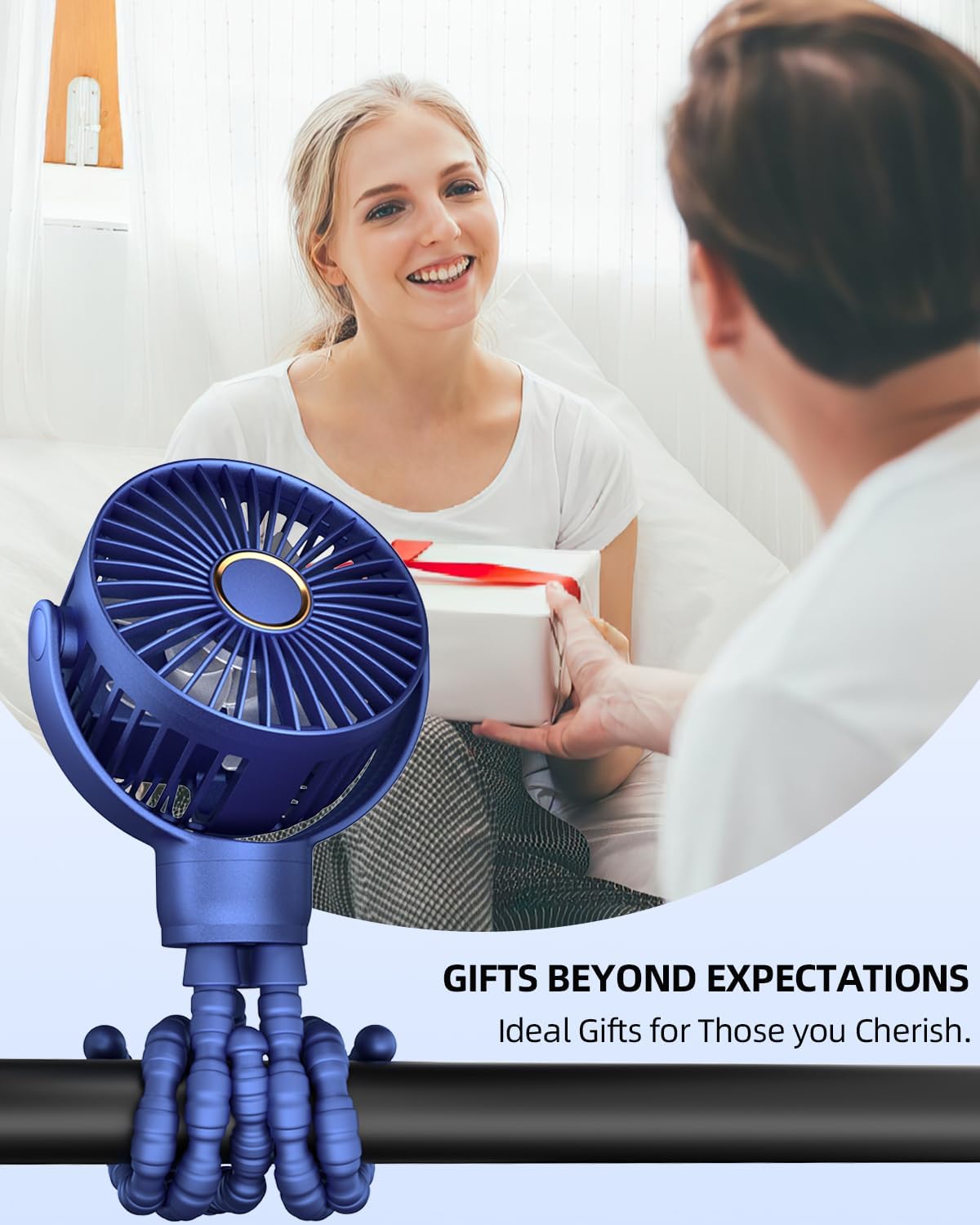 Mini kinderwagenventilator | draagbare oplaadbare reisventilator met 360° rotatie & 3 snelheden