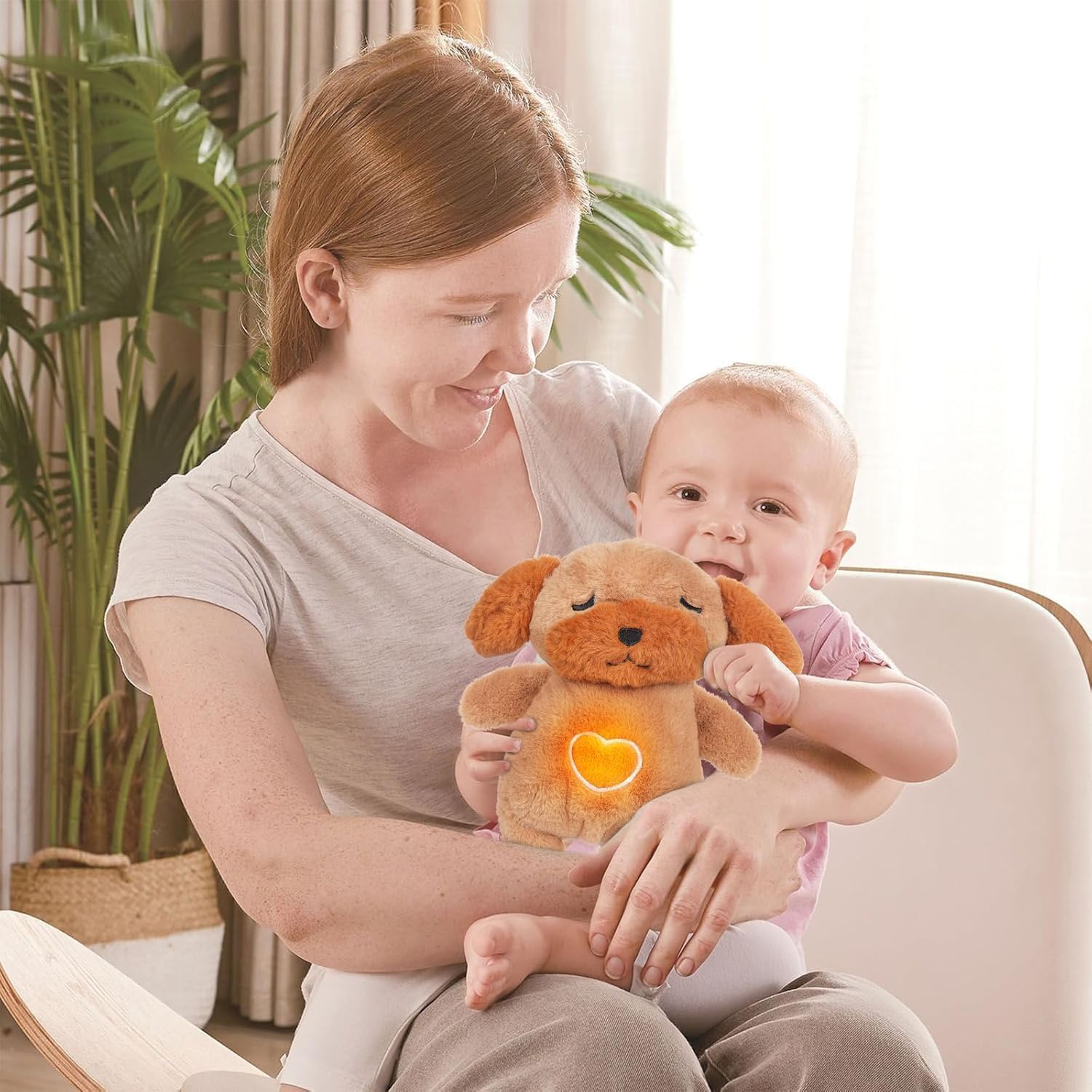 Soothe Snuggle Hond Knuffel | Ademend Pluche Dier Voor Angst Verlichting | Met Realistische Beweging & Licht Muziek | Kinderen en Volwassenen