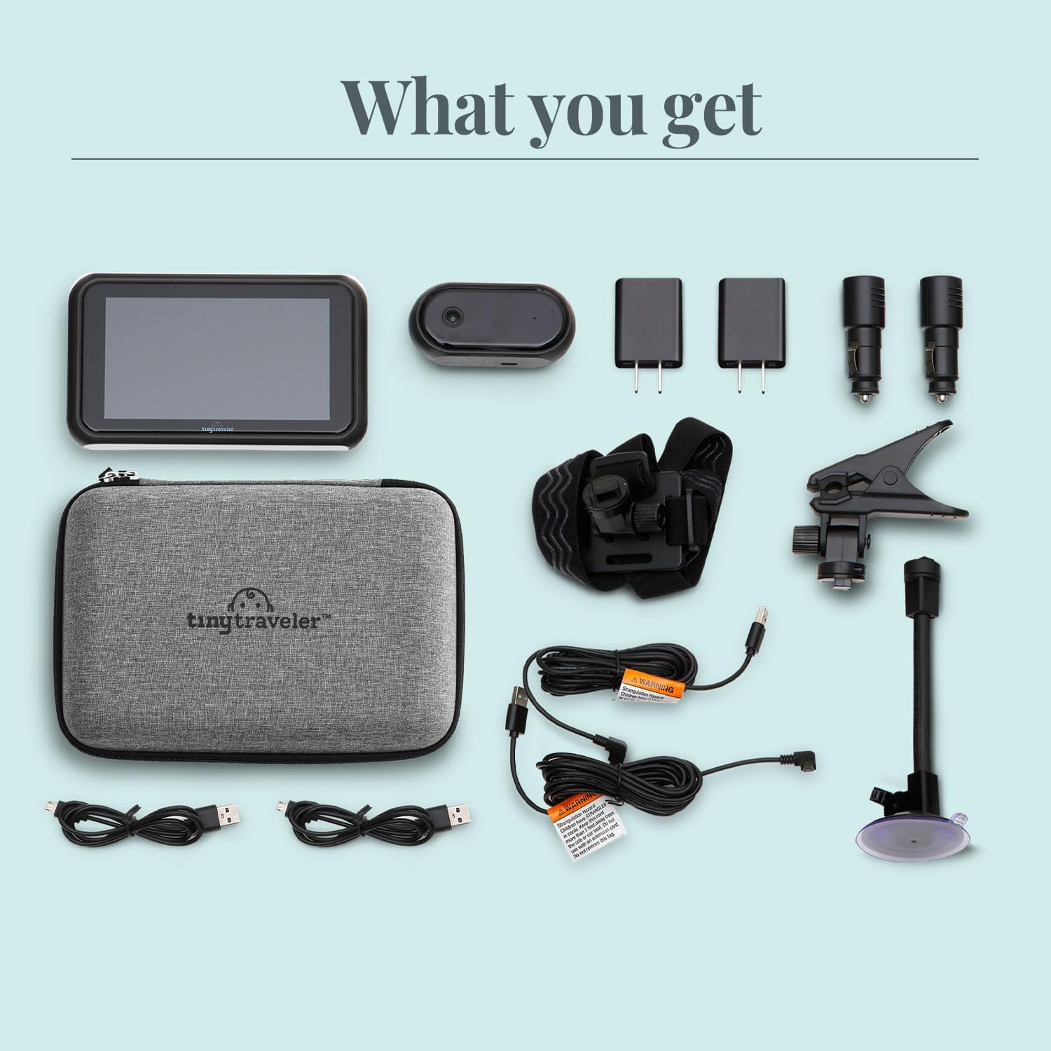 Babyfoon met 5" Scherm HD 720p, nachtzicht en reistas | Ideaal voor autoritten met USB-opladen en 4 uur batterijduur