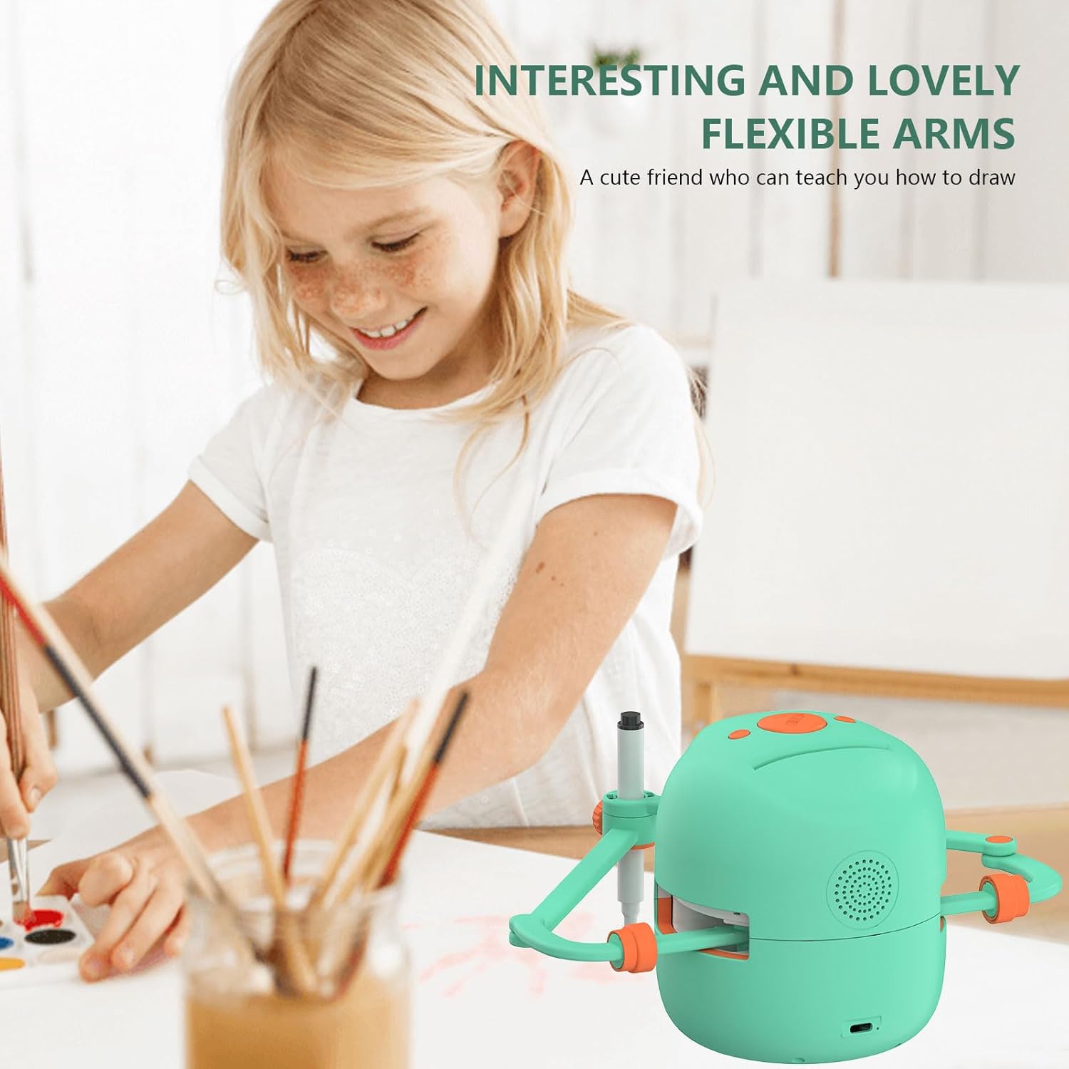 Interactieve Educatieve Tekenrobot | Montessori Leren Speelgoed met 100 Woordkaarten en Spraakinteractie voor Kinderen vanaf 5 Jaar