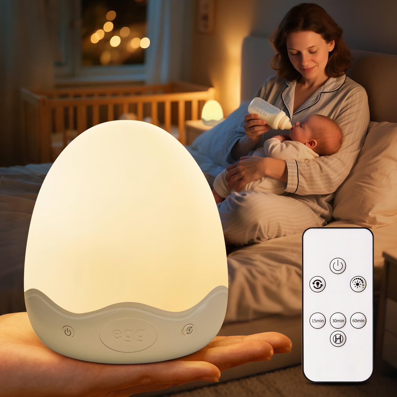 Eivormig Nachtlampje – 10 Kleuren & Oplaadbaar | Baby Kamer