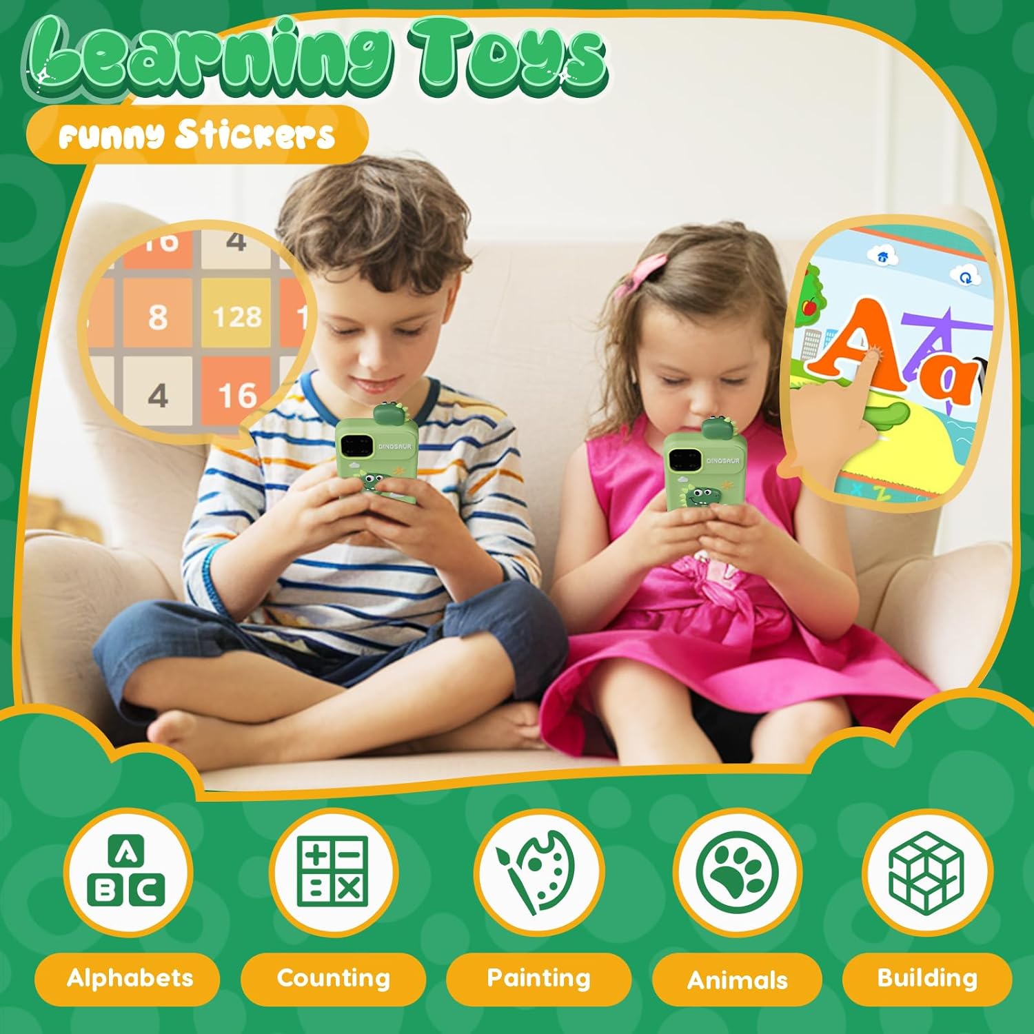 Kids Speelgoed Telefoon | Educatieve Mobiele Telefoon voor Jongens 3-9 Jaar | 16 Leerspellen | Camera & Muziekspeler | Kerstcadeau