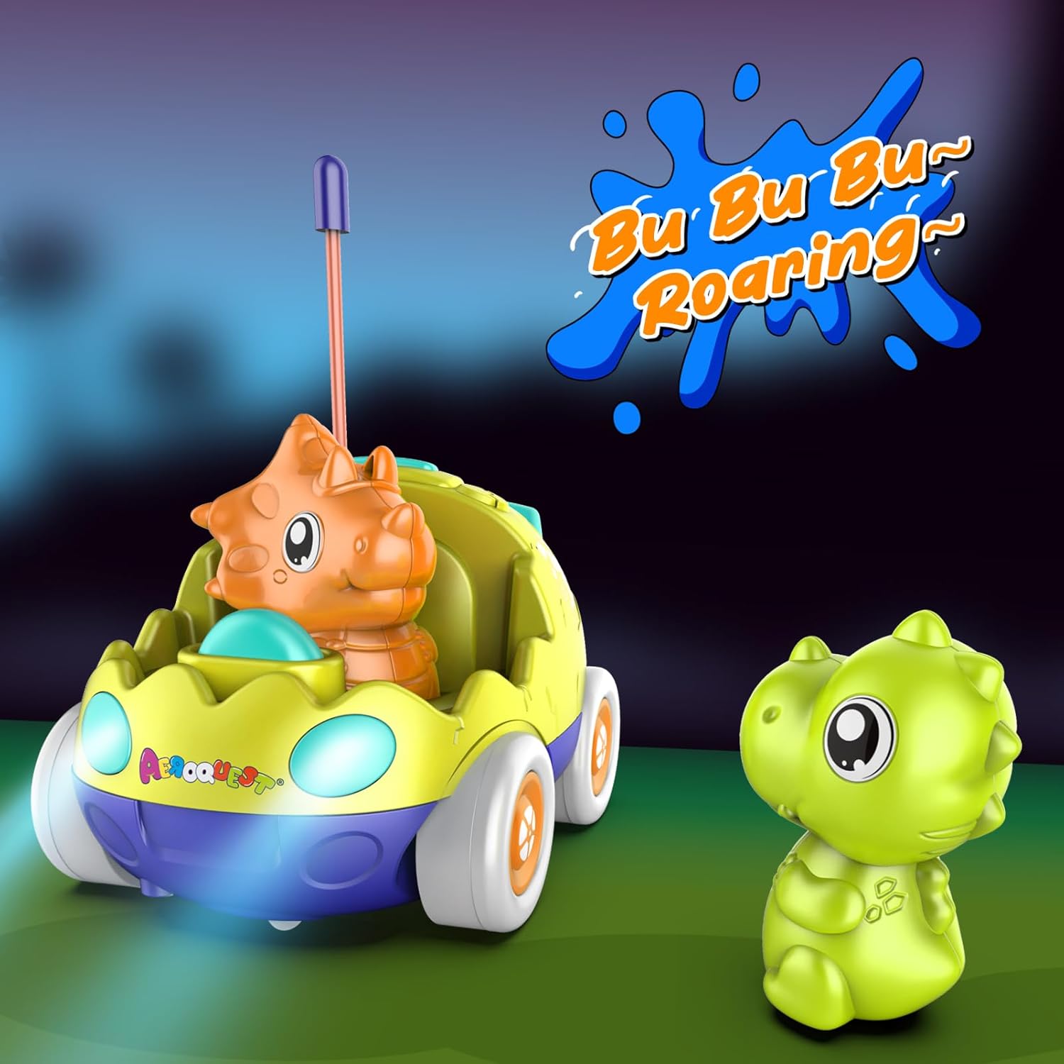 Dinosaurus Afstandsbediening Auto's voor Peuters 18+ Maanden | Veilig, LED Licht & Muziek | Geweldig Cadeau 2-5 Jaar