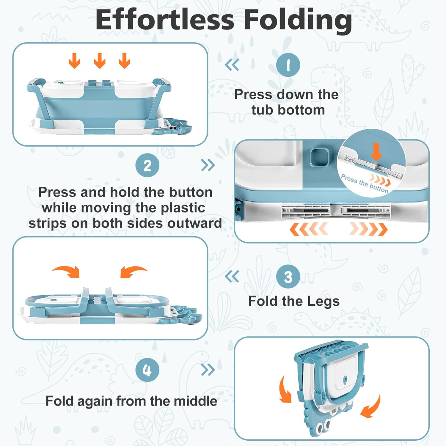 Inklapbaar babybad met thermometer | draagbaar opvouwbaar reisbad 0-36 maanden