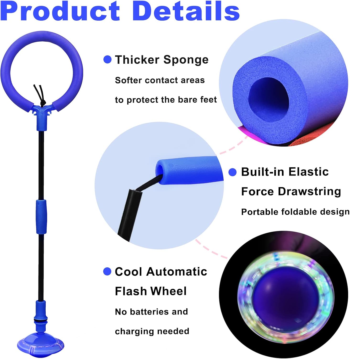 Springbal met lichtwiel | Opvouwbare kleurrijke fitnessbal voor kinderen & volwassenen