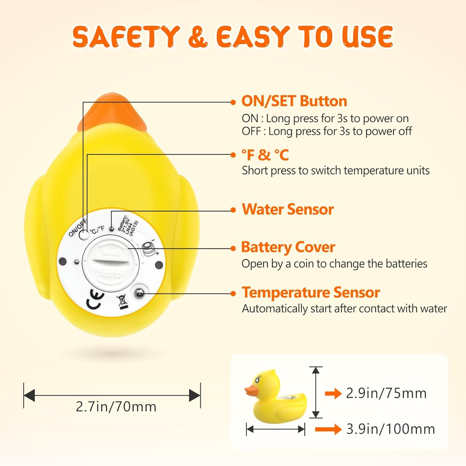 Baby badthermometer digitaal|Waterthermometer met 3 kleuren display en veiligheidswaarschuwing