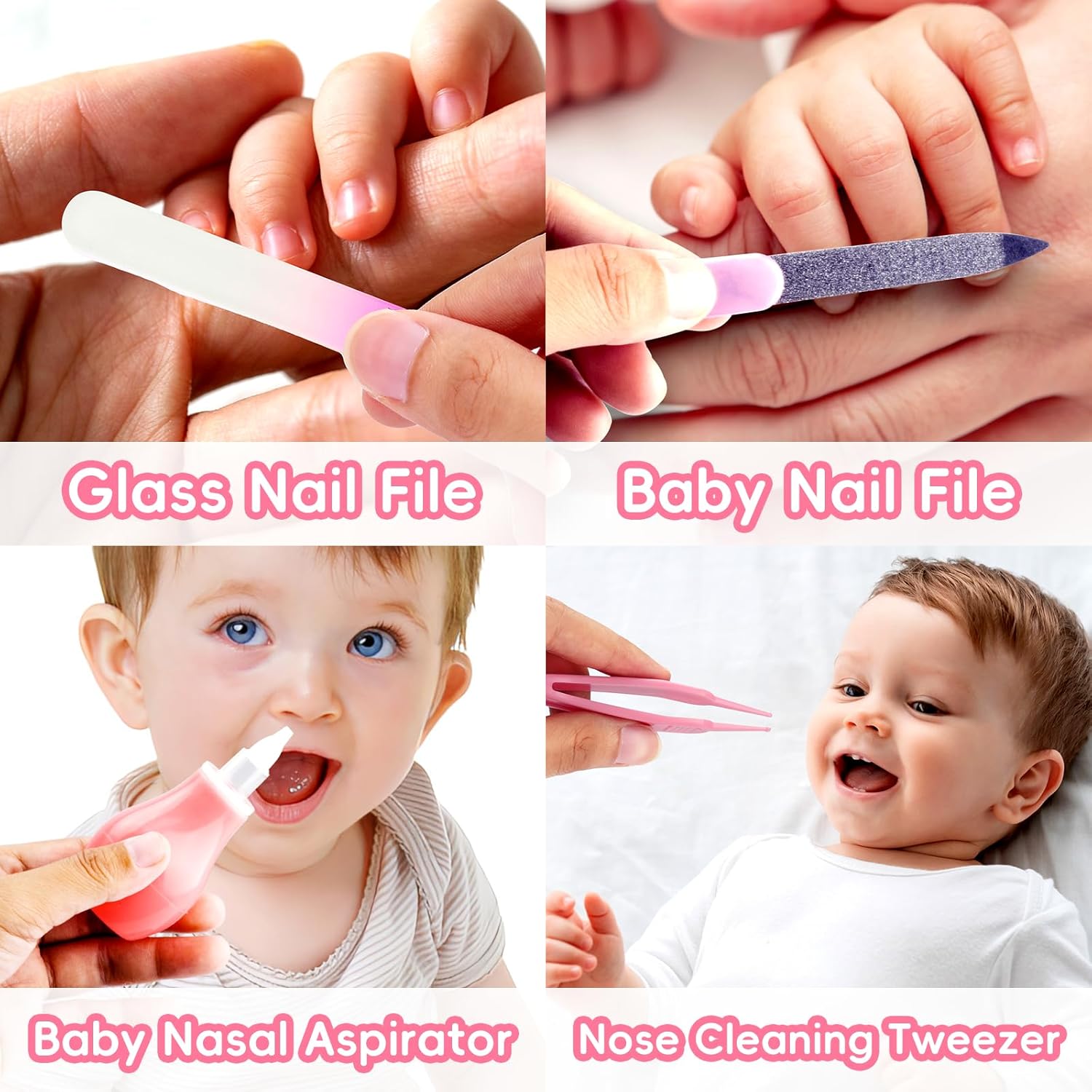 Baby Verzorgingsset voor Veiligheid | Borstel, Kam, Nagelknipper, Neusaspirator Essentiële Verzorgingskit voor Pasgeborenen
