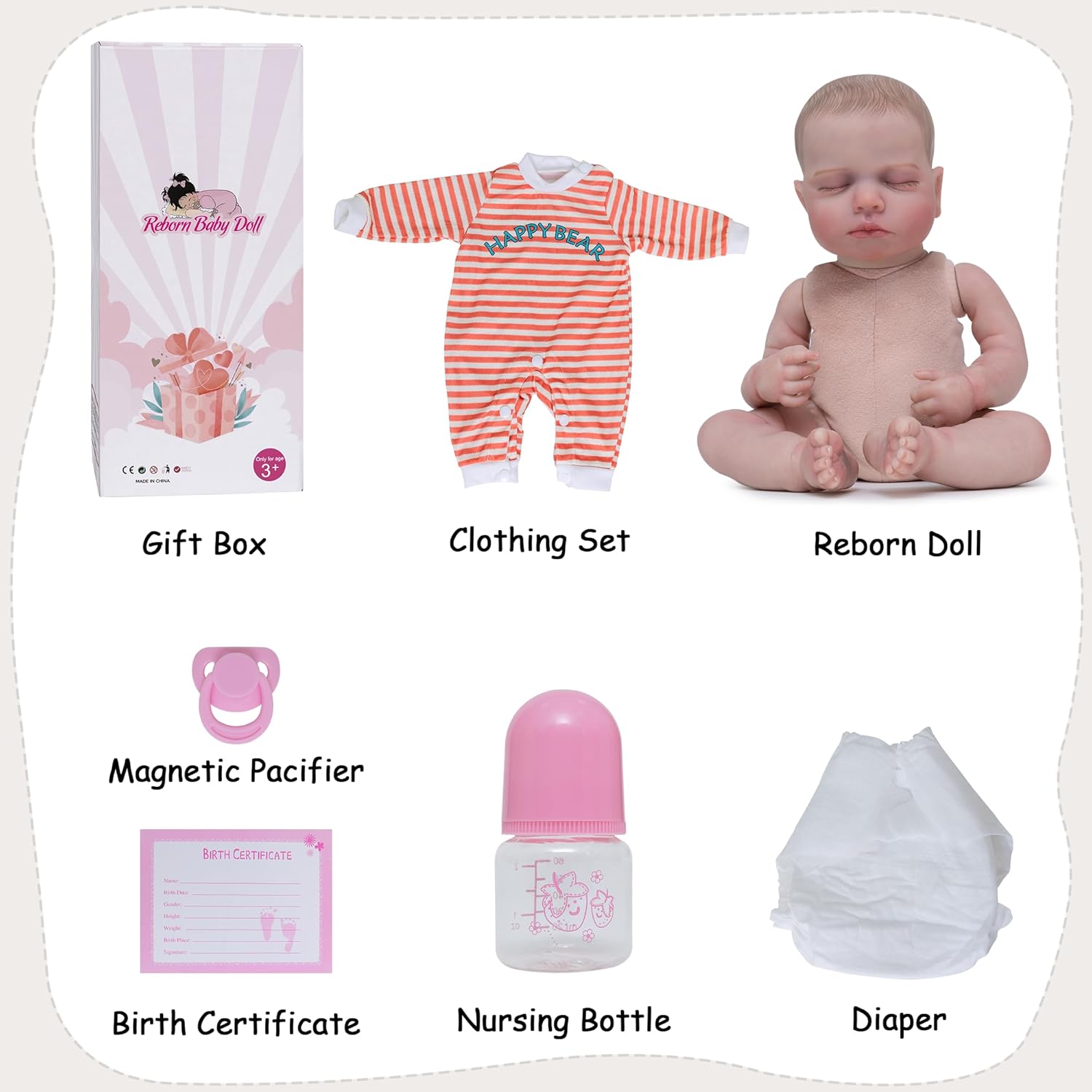 20 Inch Realistische Baby Pop | Levensechte Pasgeboren Babypop Zacht Lichaam Cadeau voor Kinderen van 3+