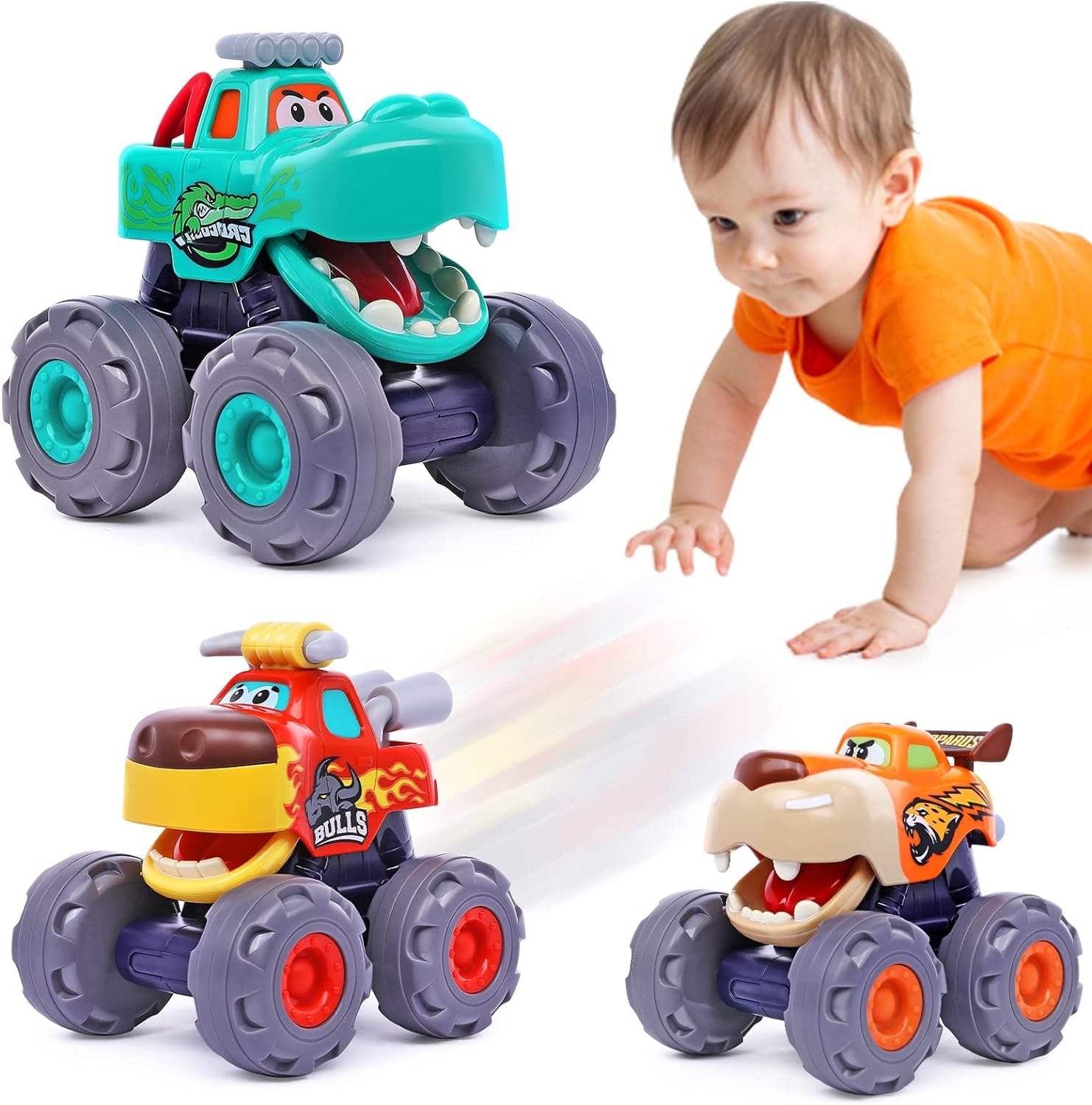 Pull-Back Monster Truck Speelgoed | Educatief Speelgoed Auto voor Peuters van 1-4 Jaar
