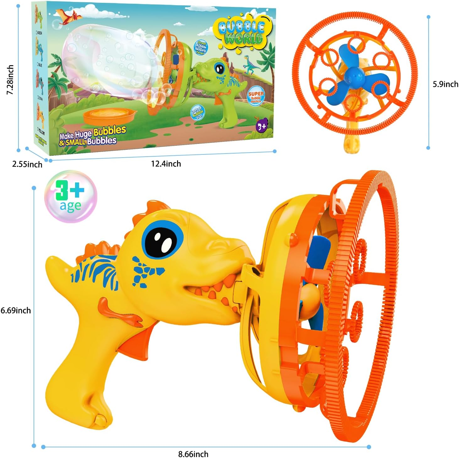 Dino bubbelpistool | Bubbelmachine kinderen 3-9 jaar