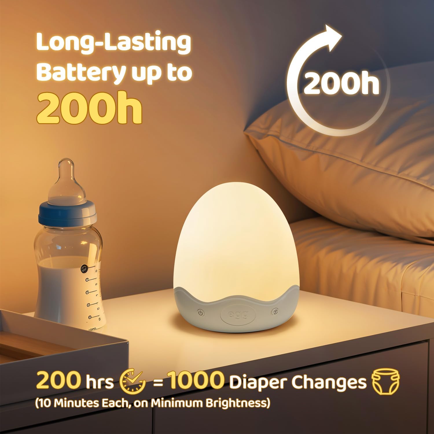 Eivormig Nachtlampje – 10 Kleuren & Oplaadbaar | Baby Kamer