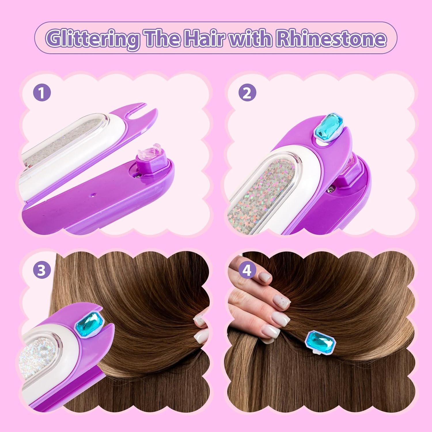 Haarjuwelen stempelkit | Stylingtool met herbruikbare diamanten voor meisjes