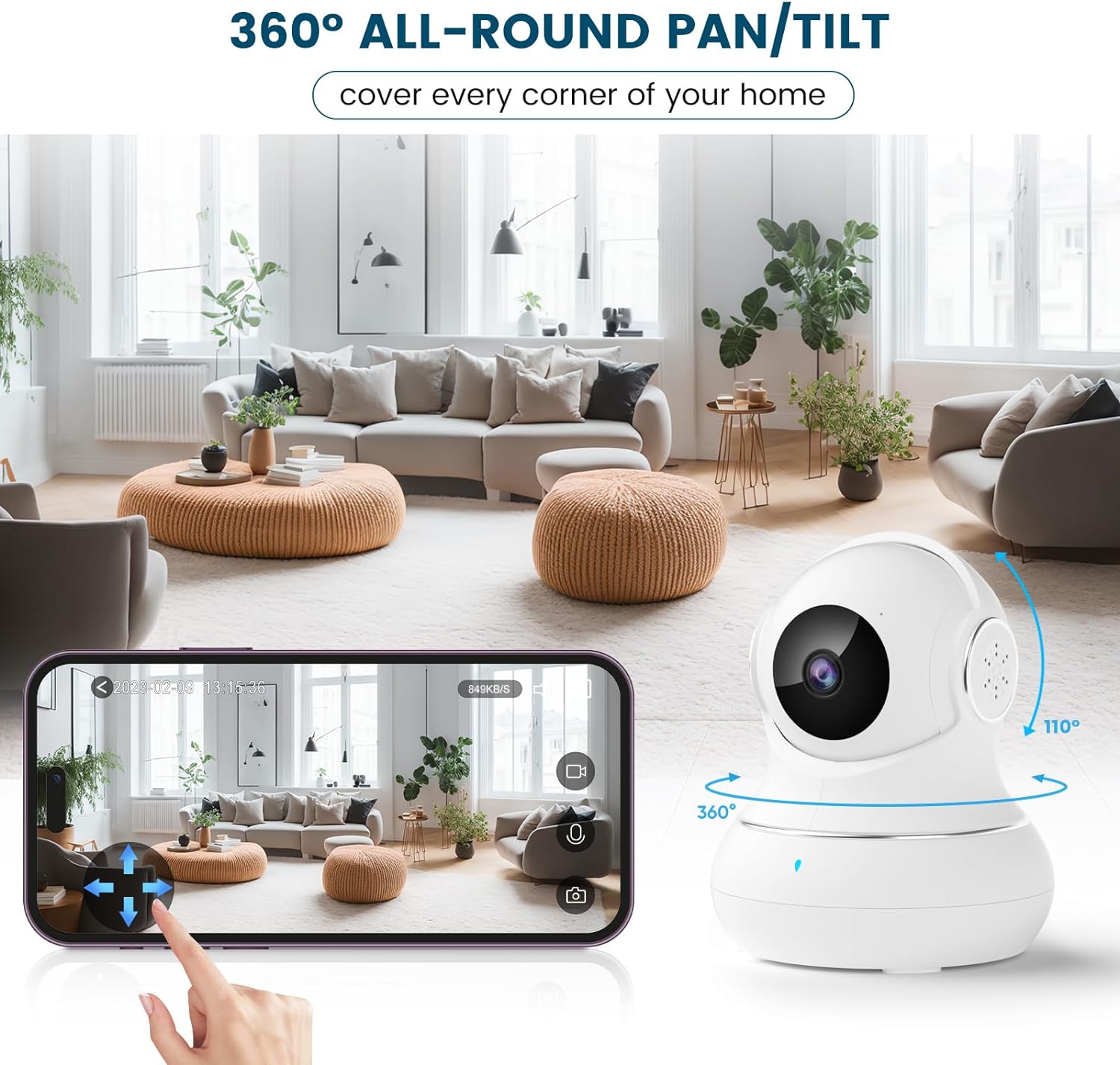 Babyfoon Camera | 360 Graden Nachtzicht Met 2-Weg Audio Indoor Camera