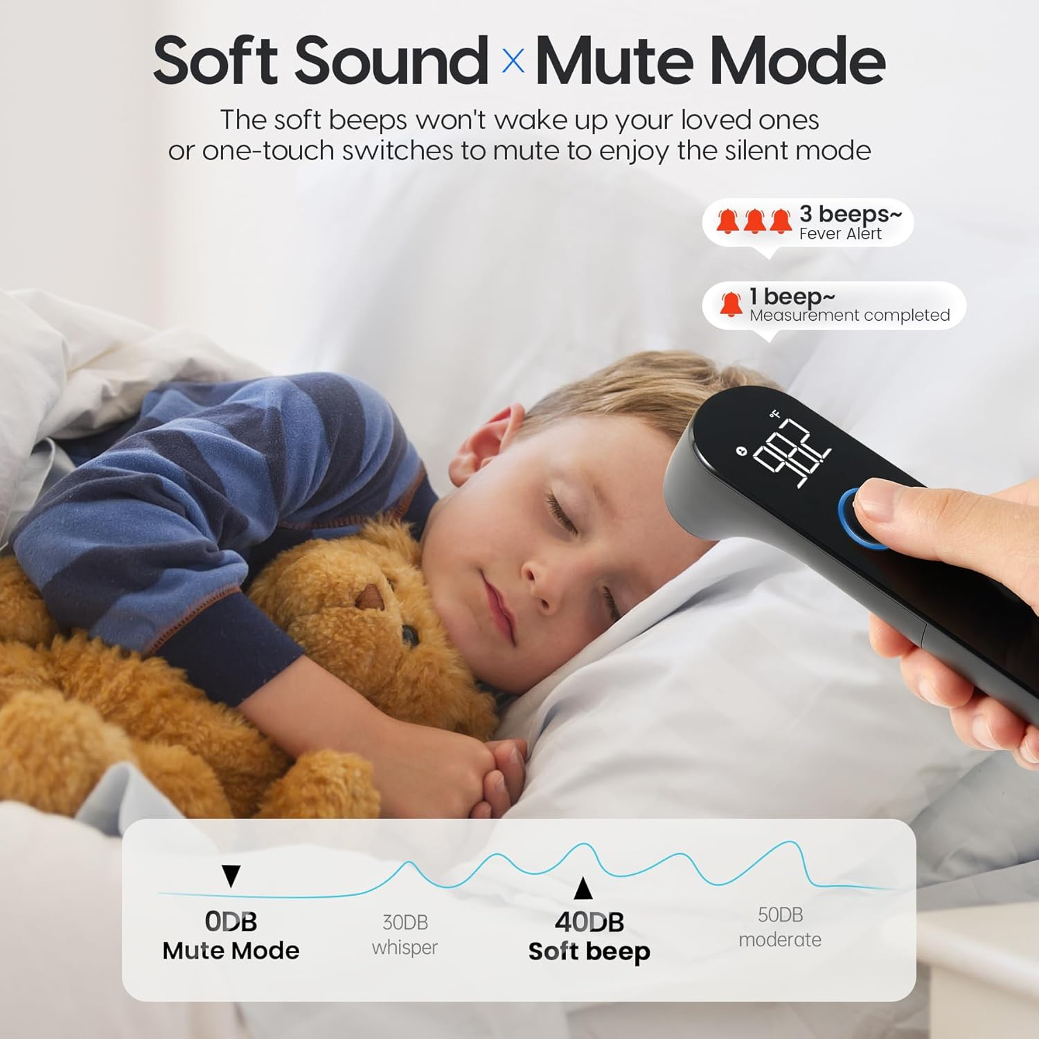 Thermometer voor volwassenen en kinderen l Nauwkeurige babythermometer l Koortsalarm & Slimme modus