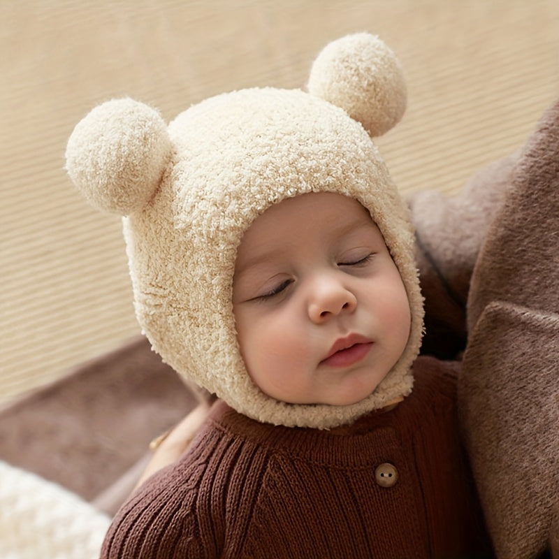 Oorbescherming Muts voor Jongens en Meisjes | Gebreide Pluchen Muts Geschikt voor Dagelijks Gebruik en Buiten Spelen voor Baby’s 3-12 Maanden Oud