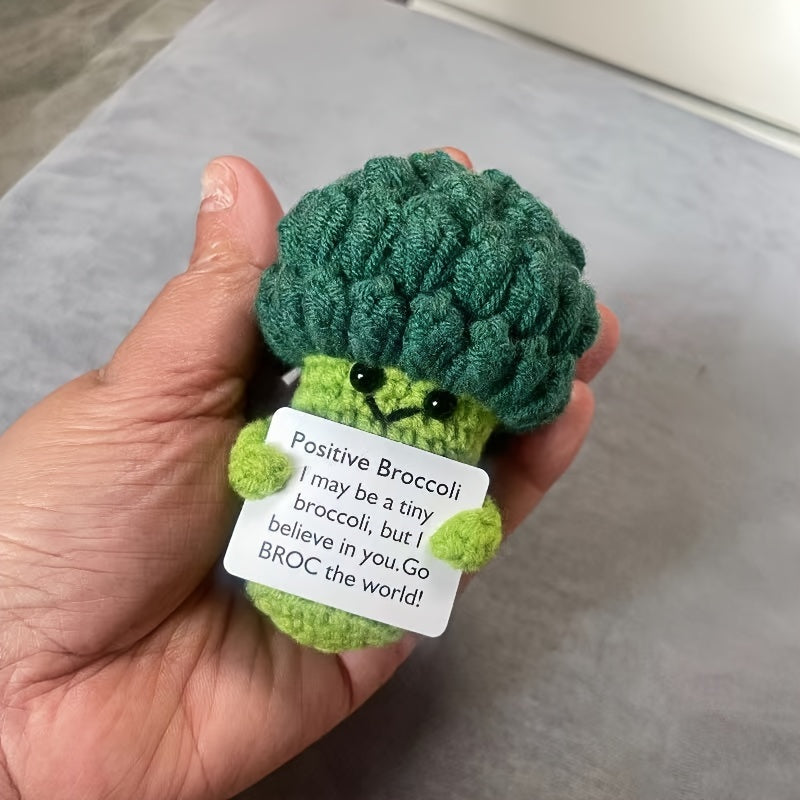 1 Stuk Handgemaakte Garens Haak Broccoli Pop met Positieve Energie Kaart | Tas Hanger | Feestdecoratie
