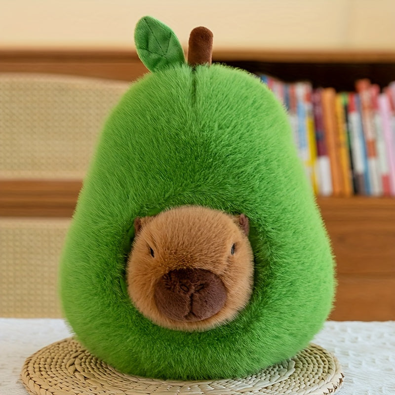 Knuffel Dier Capybara Avocado | Schattige Capybara Pop met Cadeau Sierkussen | Zacht Pluche Speelgoed voor Kinderen en Verzamelaar