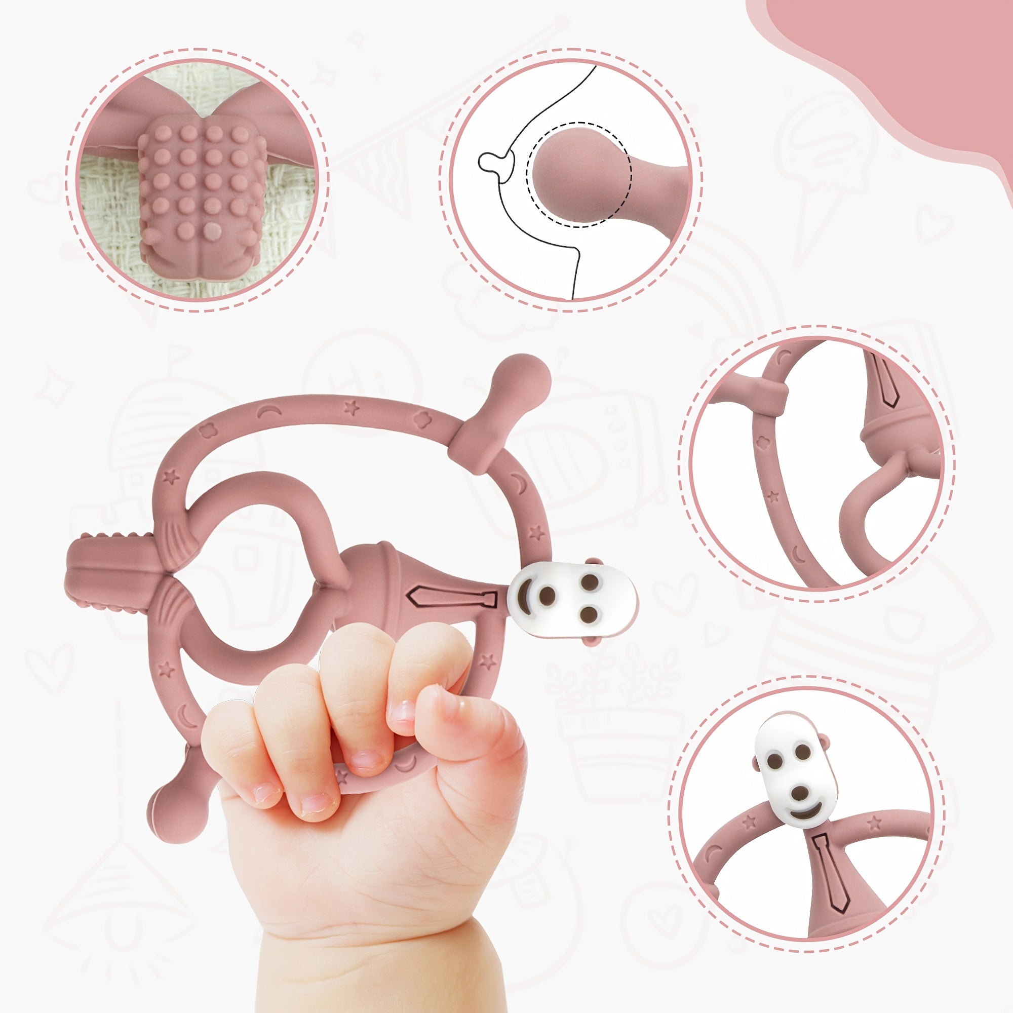 BPA-vrij Silicone Bijtspeelgoed voor Baby's (3+ Maanden) - Makkelijk Vast te Houden, Verkrijgbaar in 6 Kleuren