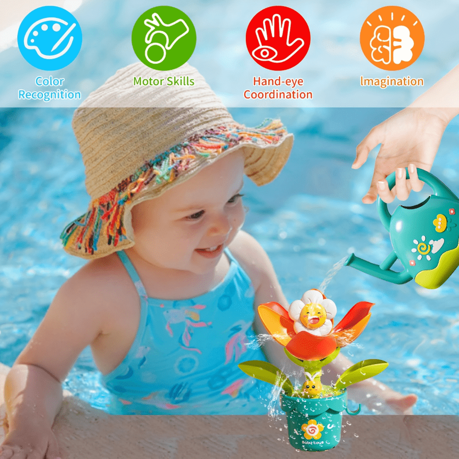 Zonnebloem Irrigatie Emmer Badspeelgoed | Automatische Sproeier | Veilig & Leuk | Zonder Elektriciteit