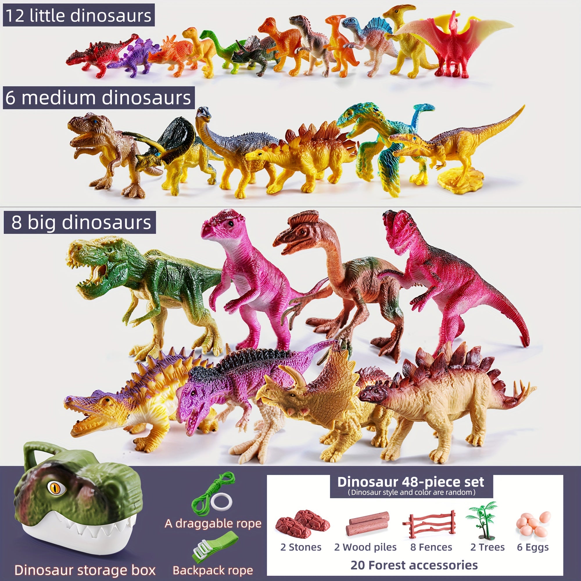 48-delige Dinosaurus Speelset | Educatief Cadeau voor Jongens & Meisjes