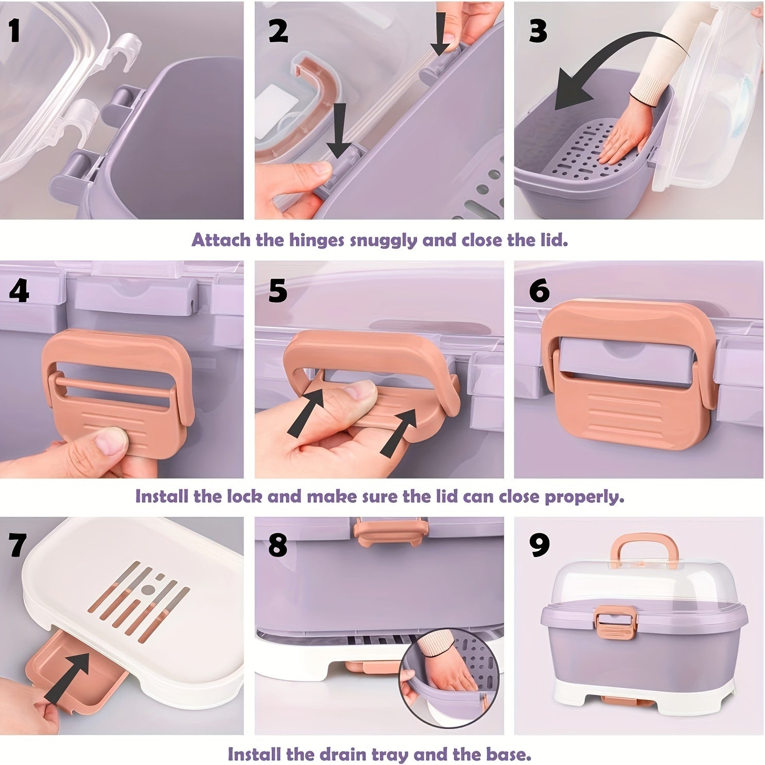 Grote Capaciteit Fleshouder Opbergdoos | Bestek Droogrek en Opbergruimte Draagbaar en Ruim met Deksel voor Thuis, Keuken