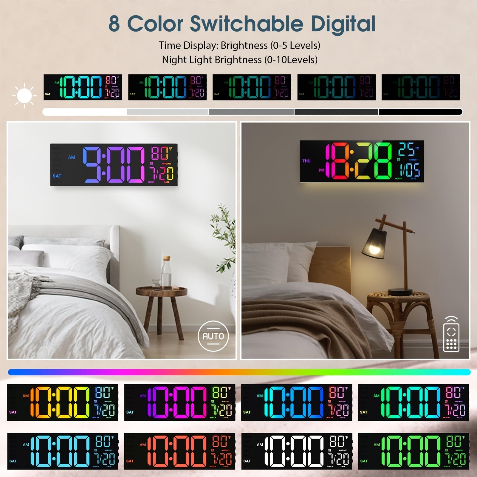 Digitale LED wandklok 41cm | Met afstandsbediening