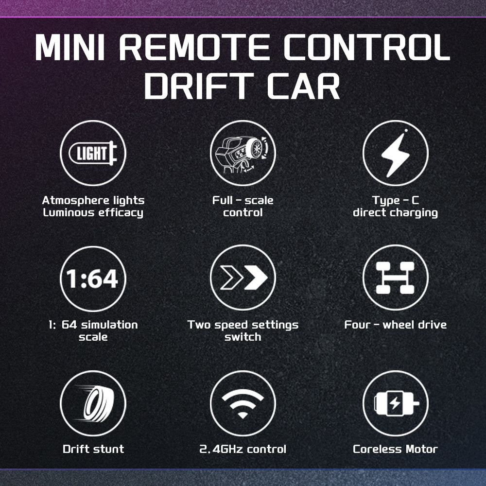 Mini RC Auto 4WD Drift | Kinderspeelgoed Cadeau 8+ Jaar