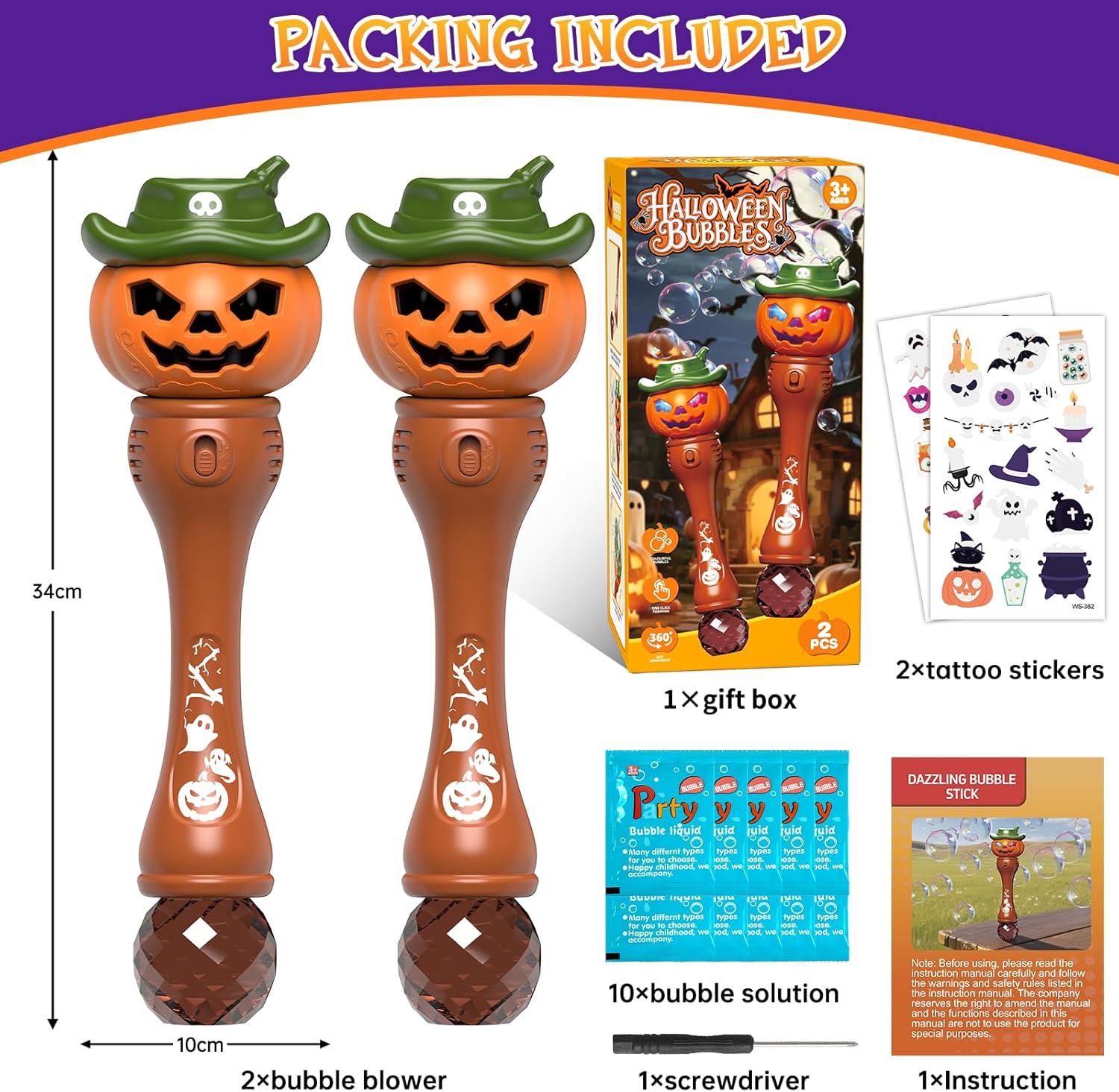 Halloween Pompoen Bellenblaas Machine voor Kinderen - Automatische Bellenblaasstaf met Licht en Geluid voor Jongens en Meisjes - Griezelig Speelgoed Cadeau voor Feestjes