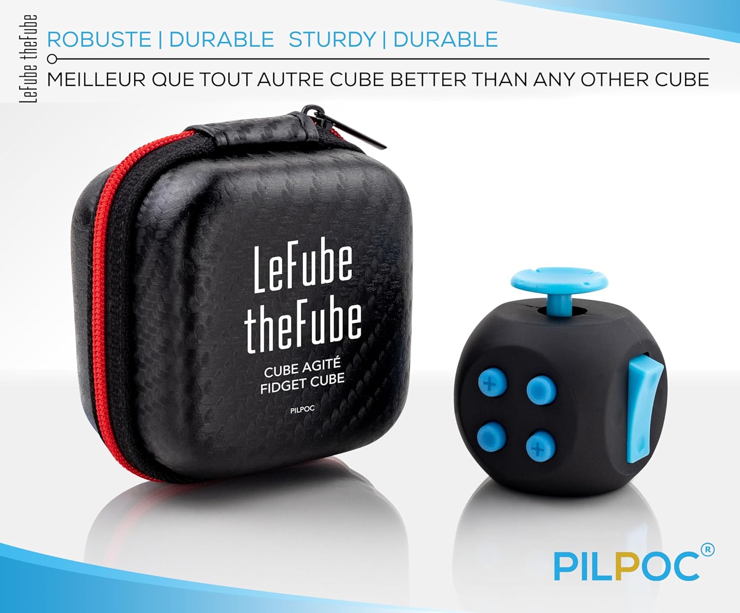 Fube Fidget Cube – 6-zijdige Anti-Stress Kubus met Etui, Kinderen & Volwassenen