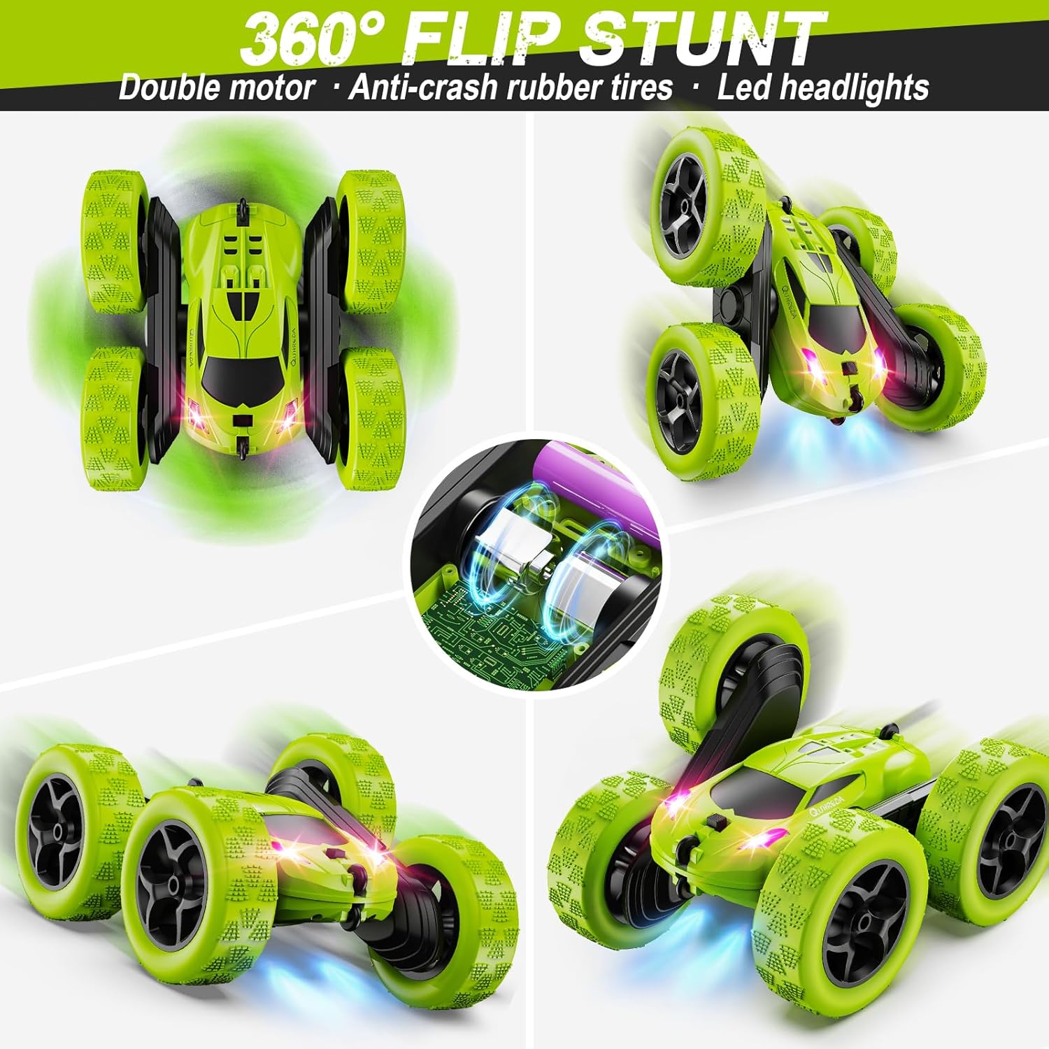 RC Auto 4WD Stuntauto | Afstandsbediening Auto met LED & 360° Flips | USB-C Oplaadbare Baterijen | Cadeau 6-12 Jaar