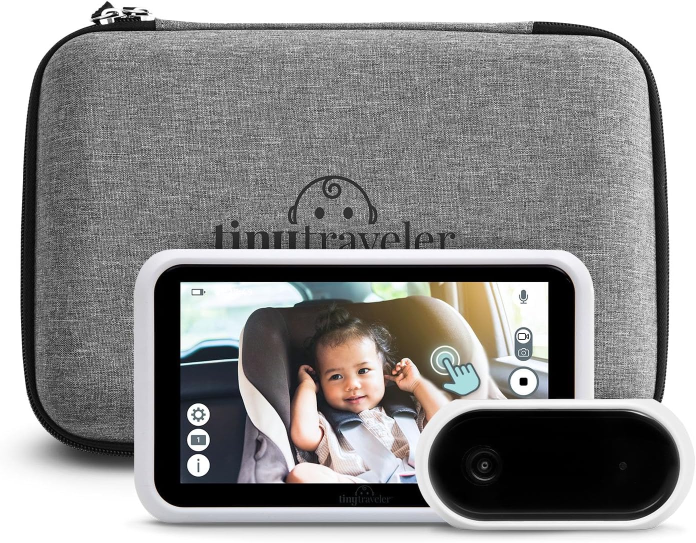 Babyfoon met 5" Scherm HD 720p, nachtzicht en reistas | Ideaal voor autoritten met USB-opladen en 4 uur batterijduur