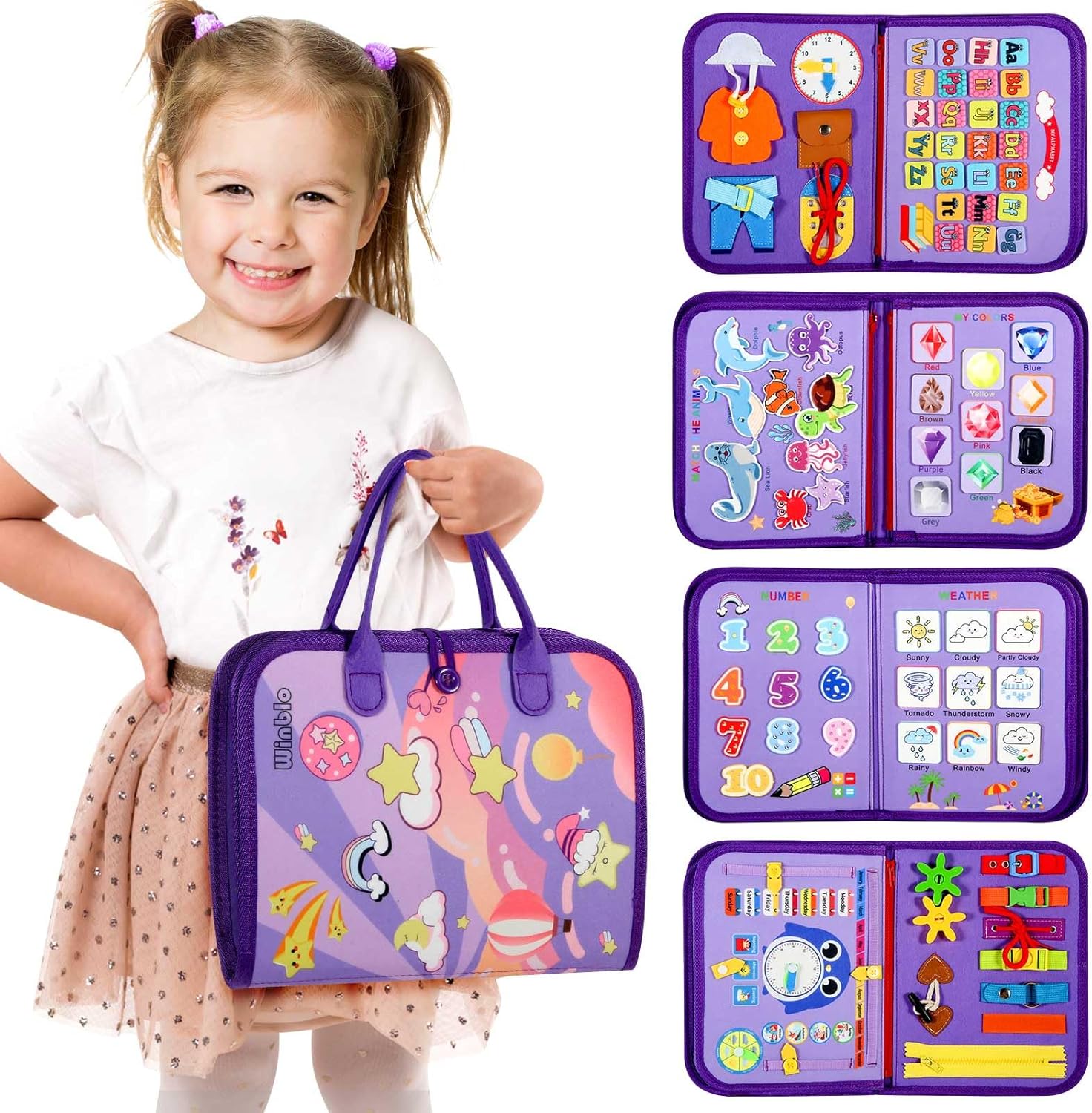 Peuter Drukbord Montessori Speelgoed | Activiteiten Educatief Sensorisch Drukboek voor Kinderen van 2-4 Jaar