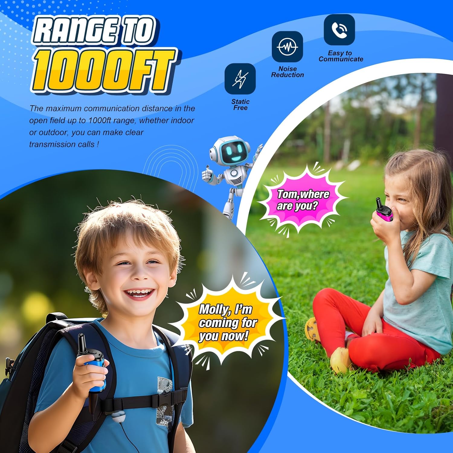 Walkie Talkie Speelgoed Voor Jongens: Mini Robot Walkie Talkies (Set Van 2), Halloween, Kerstmis, Verjaardagscadeaus Voor Jongens Van 3-8 Jaar, Geschikt Voor Kamperen En Buitenspellen