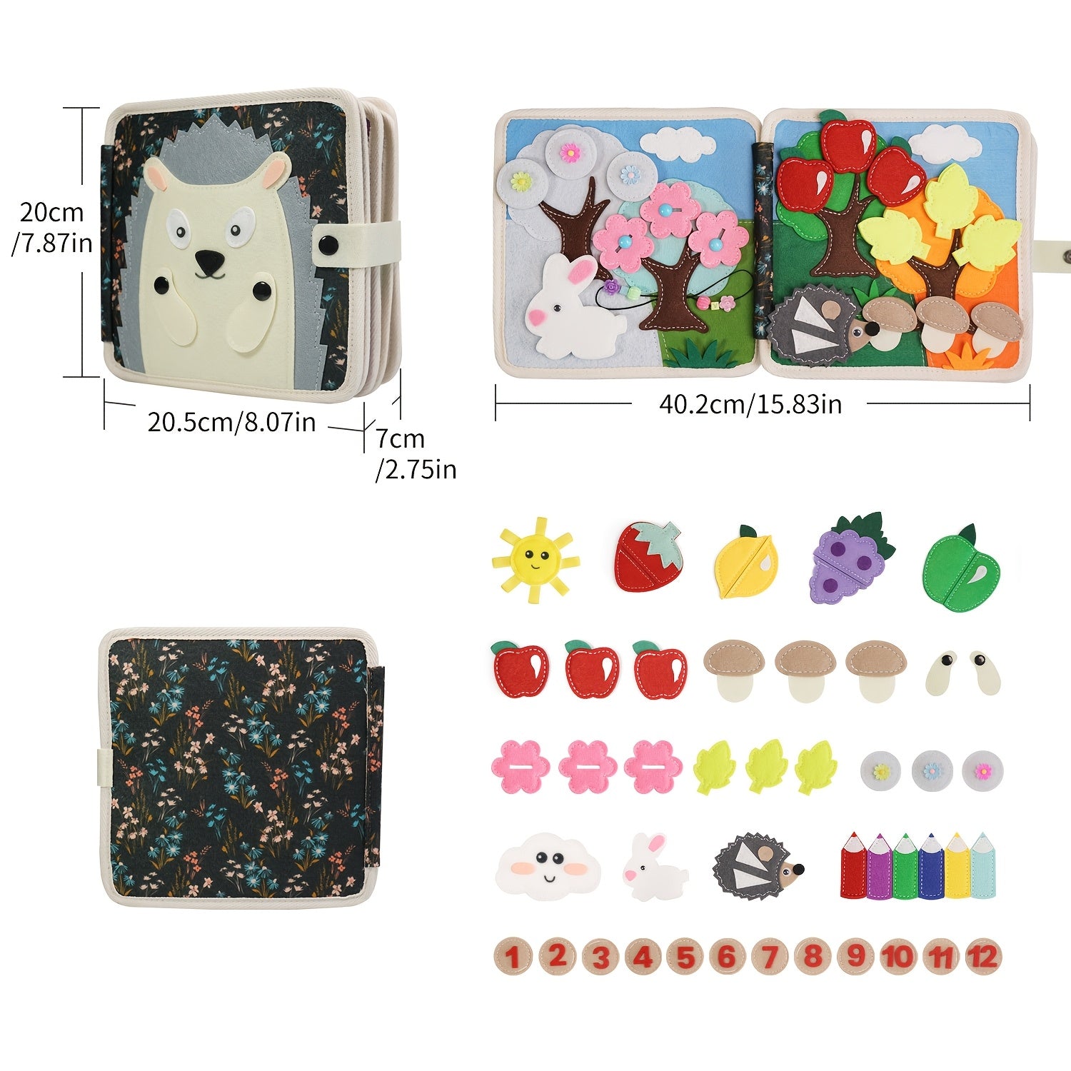 Interactief 3D Vilt Leerboek | Educatief Activiteitenboek met Kleuren, Dieren en Vormen