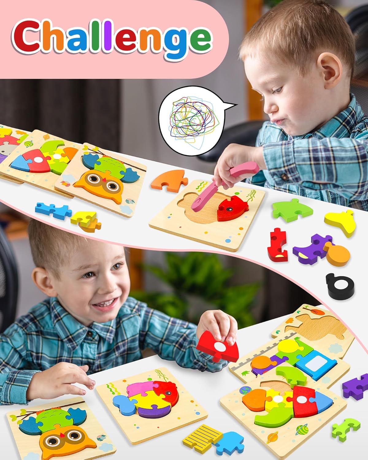 Houten Peuterpuzzels – Montessori Voertuigen | Educatief Speelgoed 1-3 Jaar