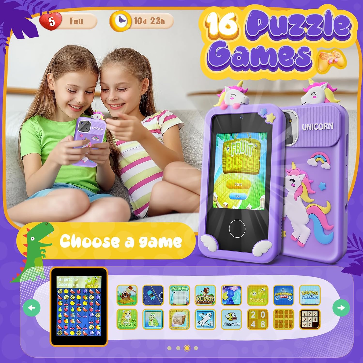 Kids Speelgoed Telefoon | Educatieve Mobiele Telefoon voor Jongens 3-9 Jaar | 16 Leerspellen | Camera & Muziekspeler | Kerstcadeau