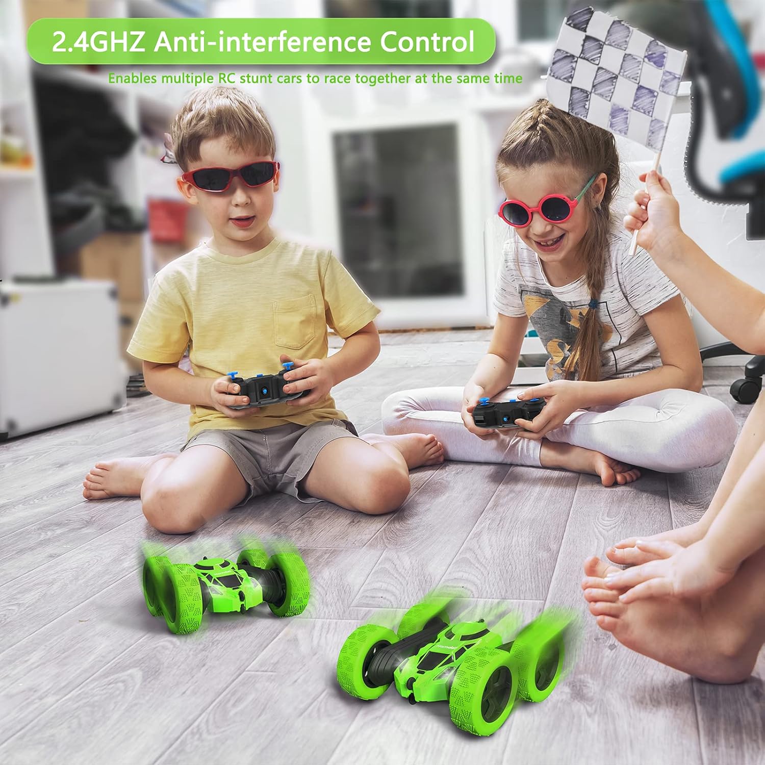 RC Stuntauto Kinderen 360° Rotatie – 4WD Dubbelzijdige Afstandsbediening Racewagen met LED Verlichting – Oplaadbaar Speelgoed Jongens Meisjes 6-12 Jaar