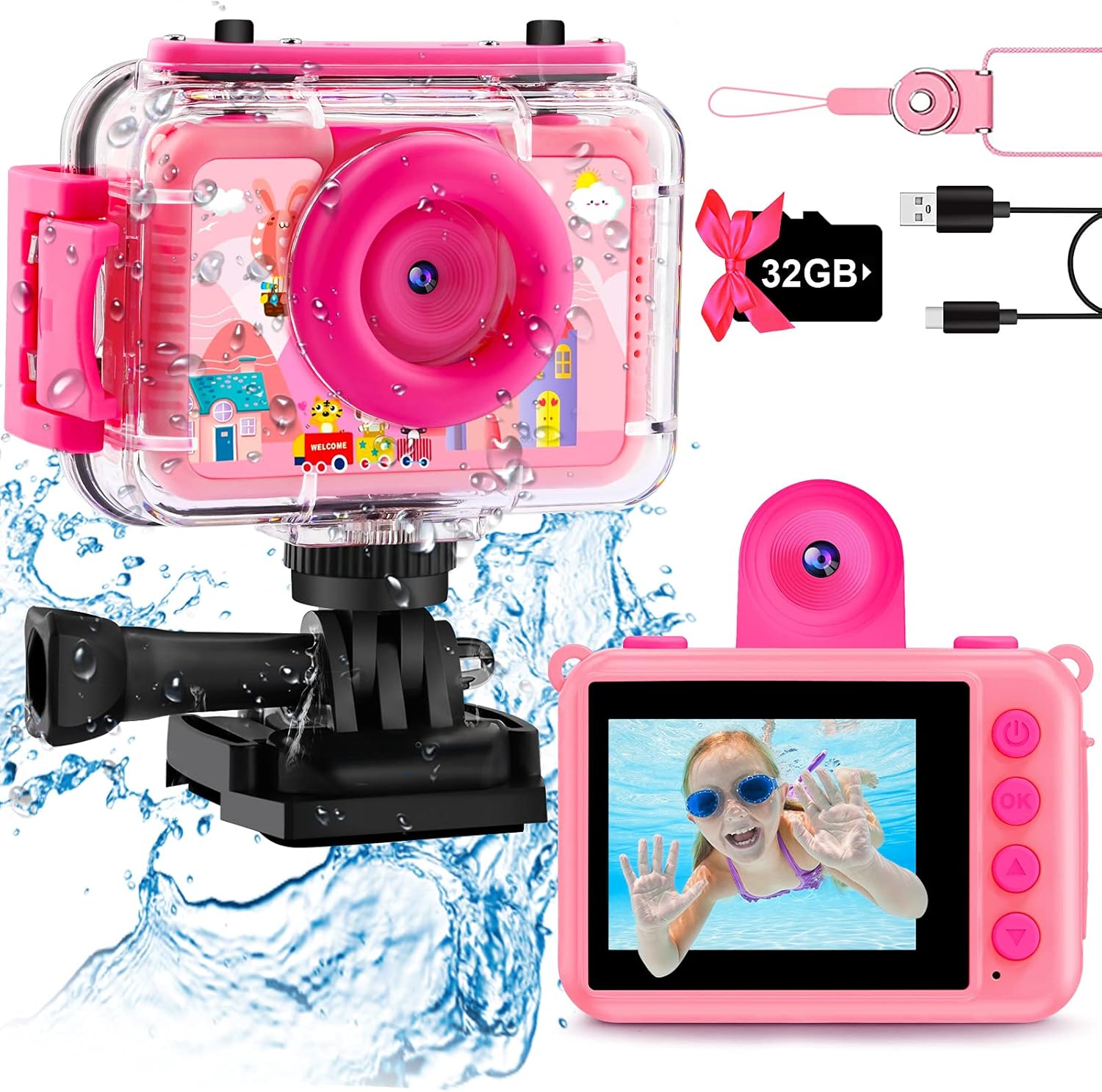 Kinder camera waterdicht | HD onderwater digitale actiecamera 1080P