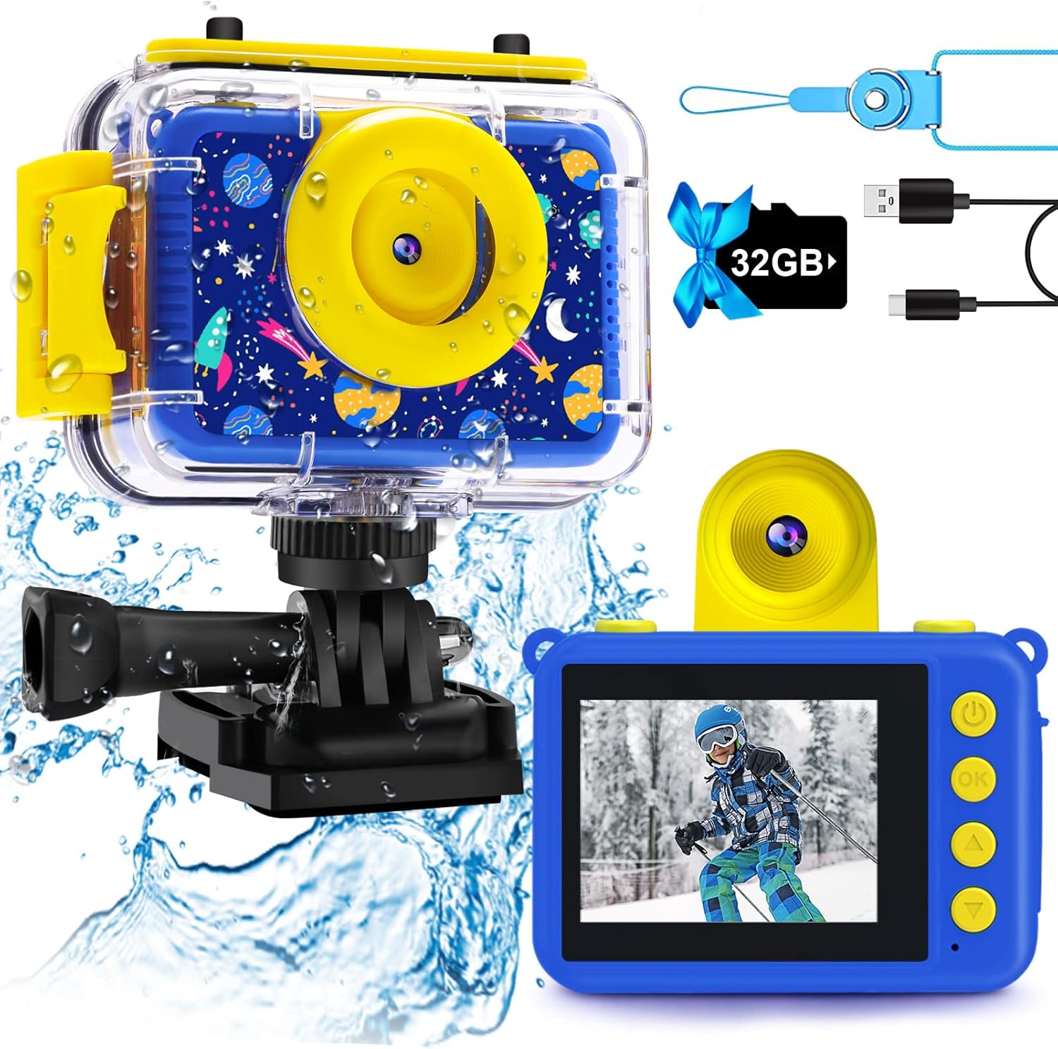 Kinder camera waterdicht | HD onderwater digitale actiecamera 1080P