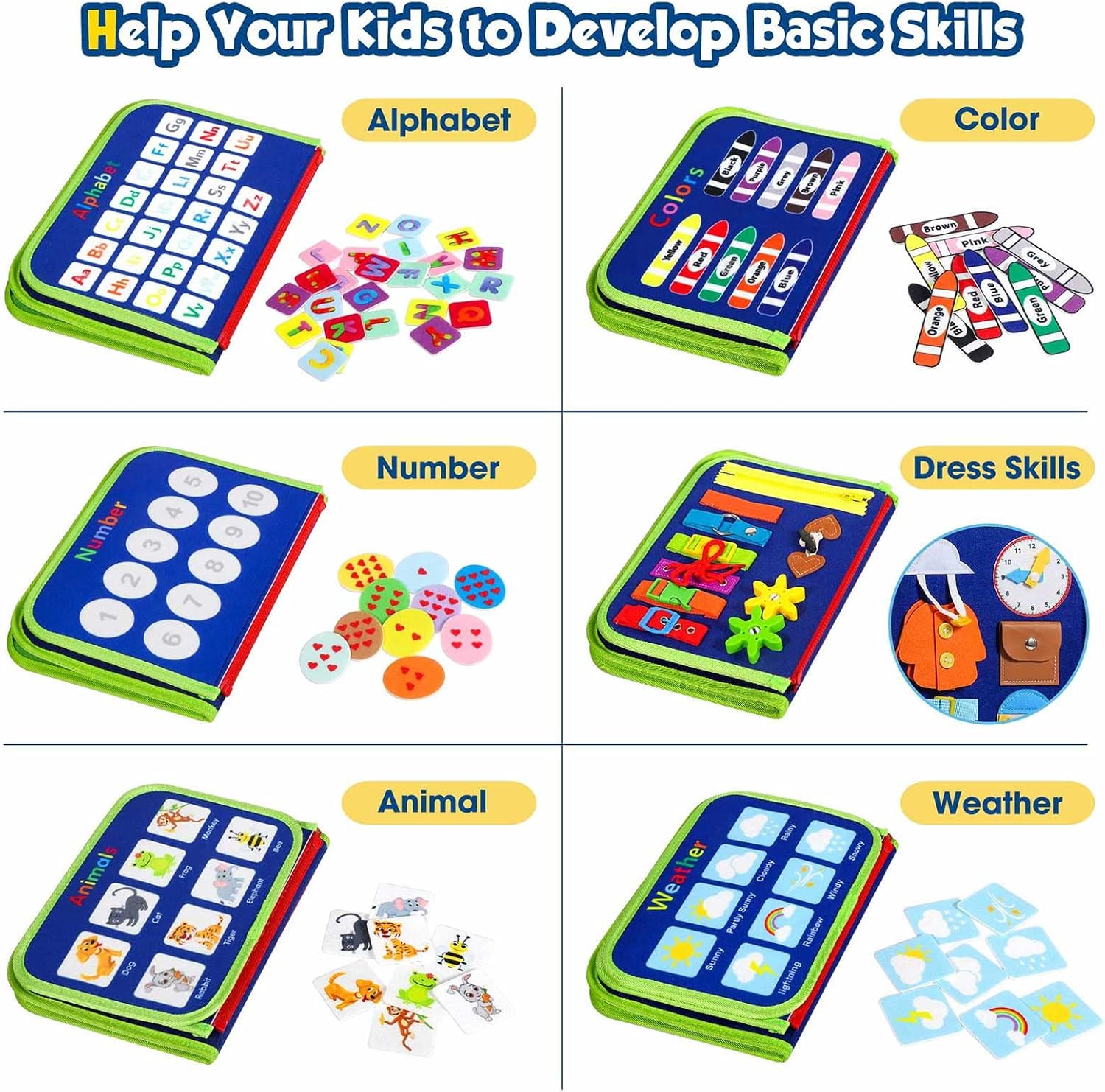 Peuter Drukbord Montessori Speelgoed | Activiteiten Educatief Sensorisch Drukboek voor Kinderen van 2-4 Jaar