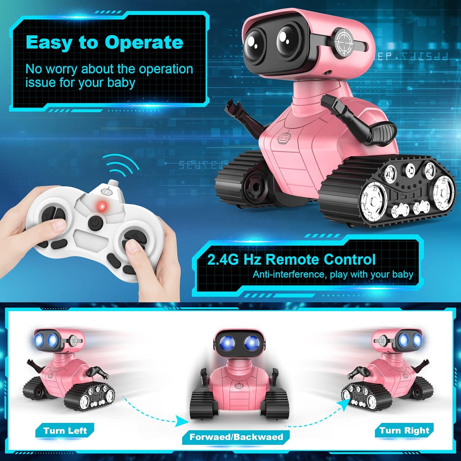 RC robot speelgoed | Oplaadbare dansende emo robot met muziek & LED ogen