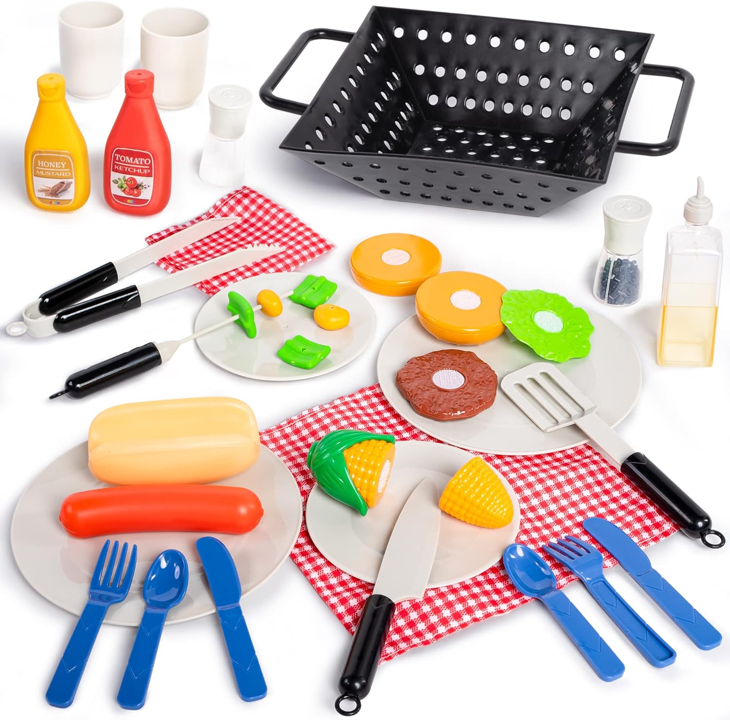 34 Delige Keuken Speelgoed Set met BBQ Grill en Kookaccessoires | Interactief Kinder BBQ Speelset voor Kinderen 3+ | Kerst- en Verjaardagscadeau voor Jongens en Meisjes