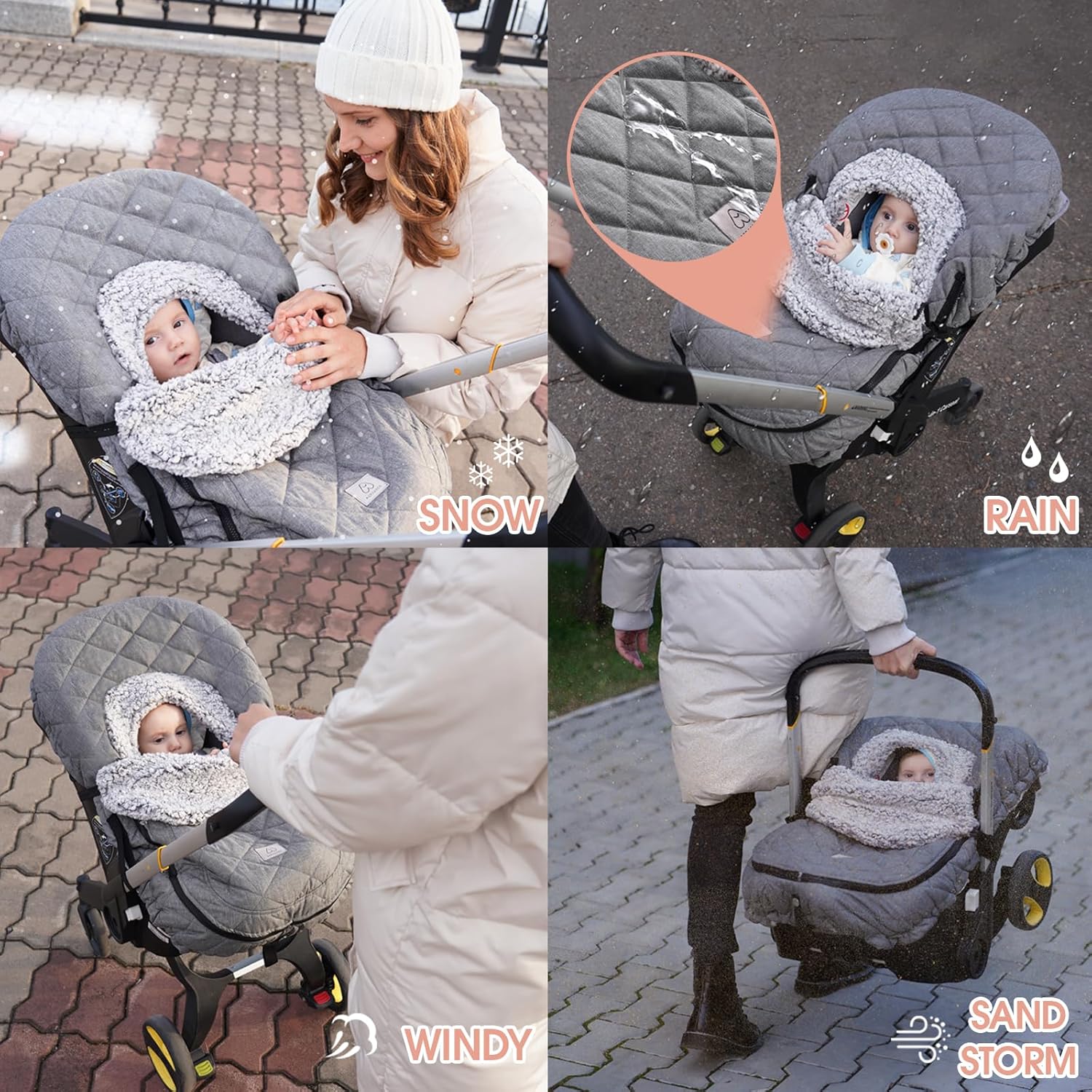 Winter Baby Autostoel Cover | Zipper Peep Window, Waterdicht & Warm voor Baby's Comfort | Universele Pasvorm