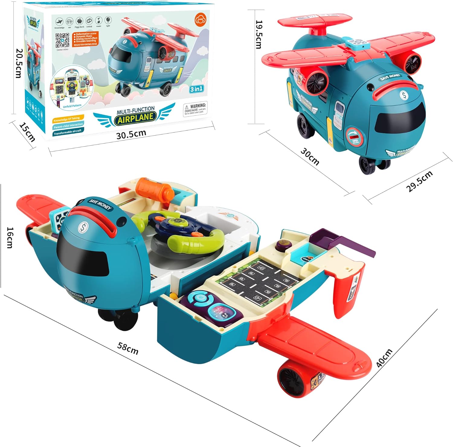 Vliegtuig Auto Speelgoed 3-6 Jaar | Gesimuleerd Pilootspel met Geluiden en Lichten | Educatief Cadeau