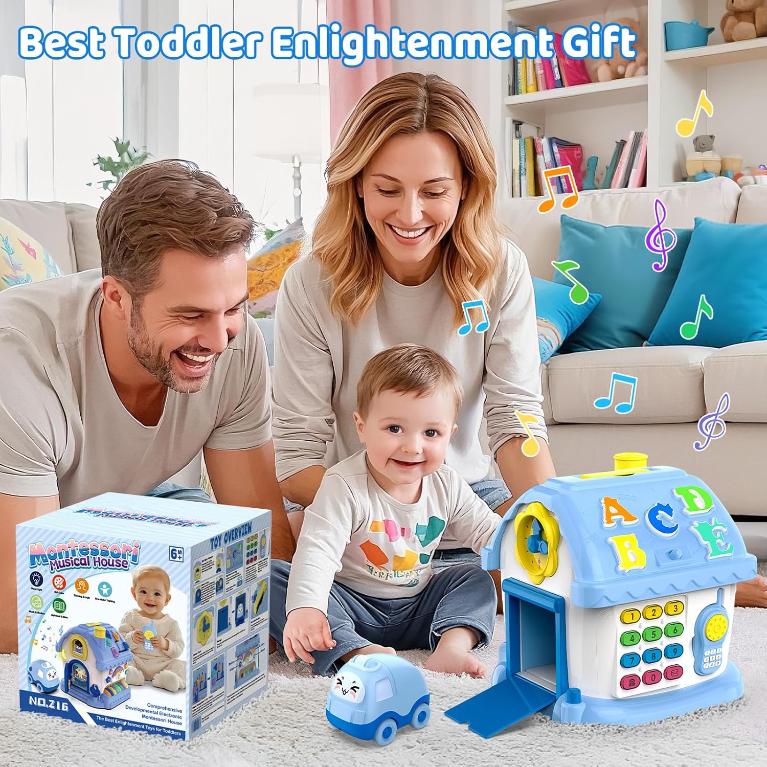 Montessori muzikaal huis | 12-in-1 leerspeelgoed voor baby’s 6-24 maanden