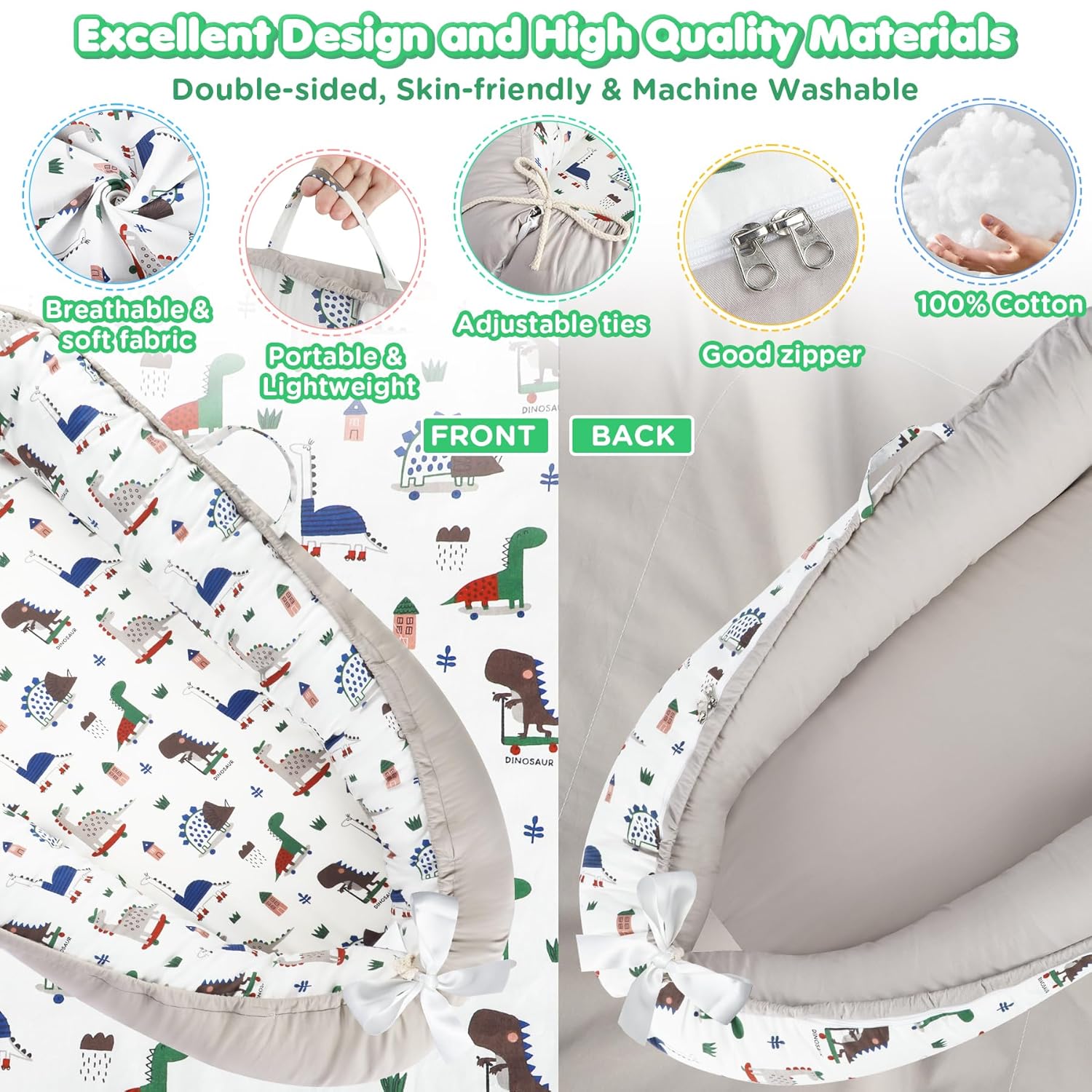 Draagbare Baby Ligstoel Baby Vloer Stoel | Ademend & Zachte Baby Nest Overtrek 0-24 Maanden