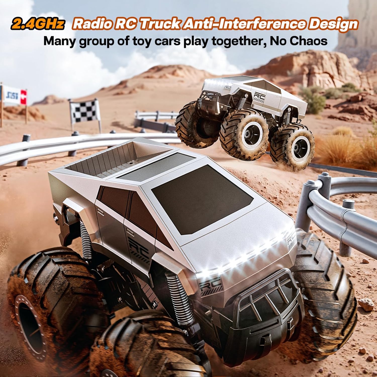 RC Auto 1:16 Schaal | 4WD Off-Road Pick-up Truck | Waterdichte Afstandsbediening Auto's voor Kinderen 6+ | All-Terrain Monstertruck Speelgoed