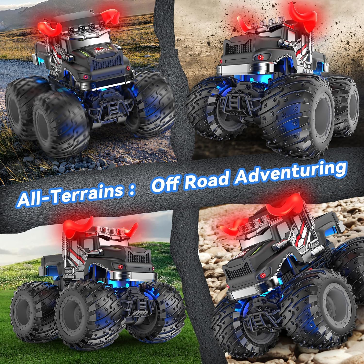 RC Auto Monstertruck 2.4GHz – Speelgoed met Licht & Spray, Cadeau 3-8 jr