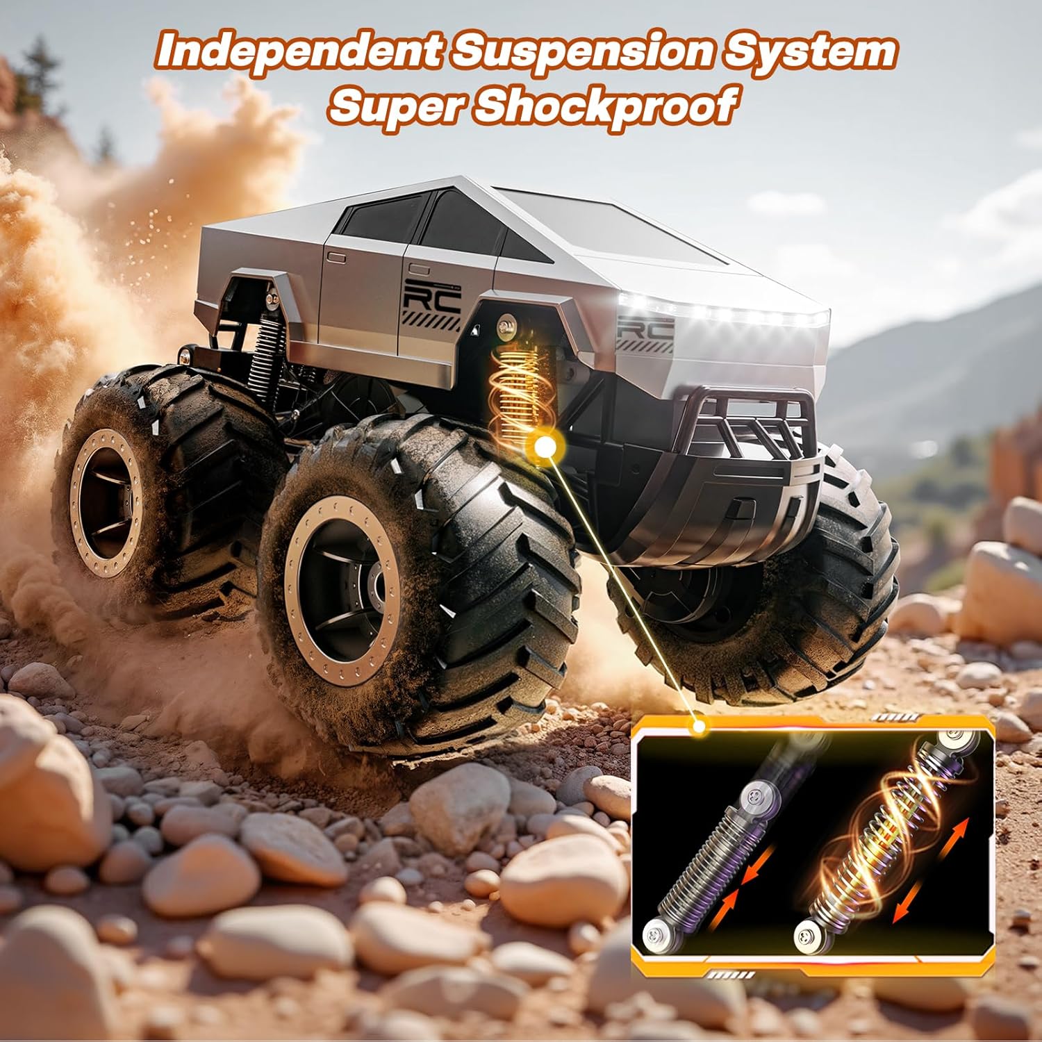 RC Auto 1:16 Schaal | 4WD Off-Road Pick-up Truck | Waterdichte Afstandsbediening Auto's voor Kinderen 6+ | All-Terrain Monstertruck Speelgoed