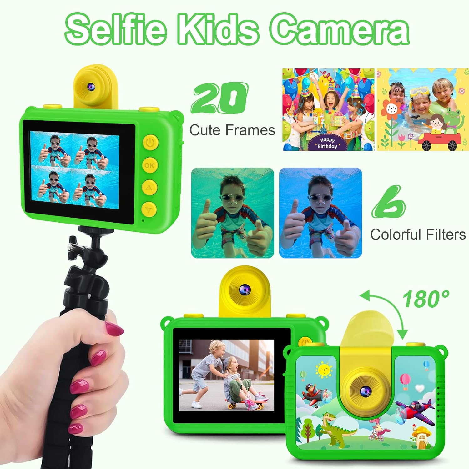 Kinder camera waterdicht | HD onderwater digitale actiecamera 1080P